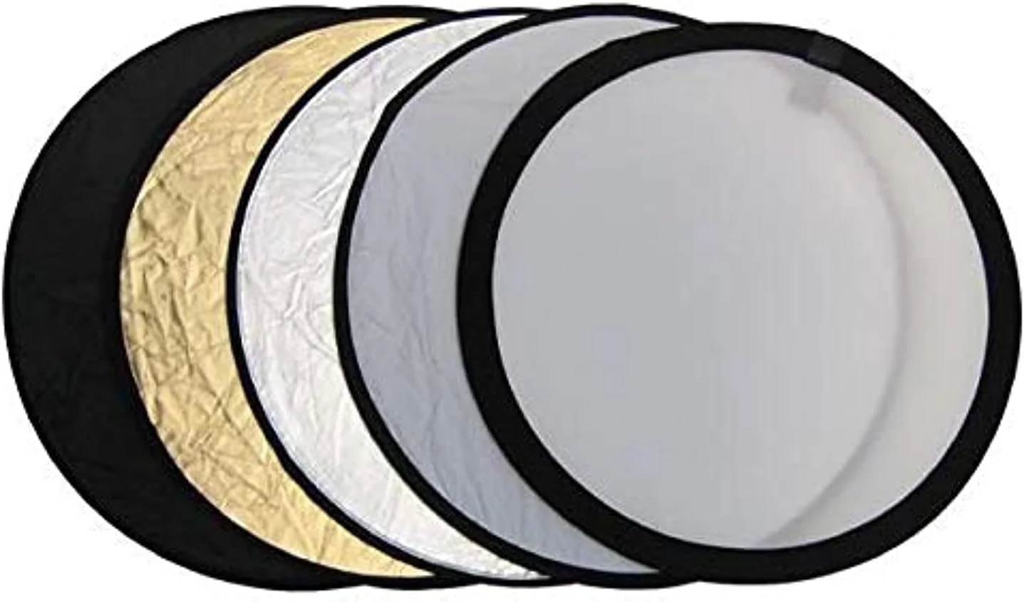 بازتابنده نور تاشو 5 در 1 عکاسی 60 سانتی متری / 22 اینچی (طلایی، نقره ای، سفید، مشکی و شفاف) پلی استر ممتاز مناسب استودیو و فضای باز