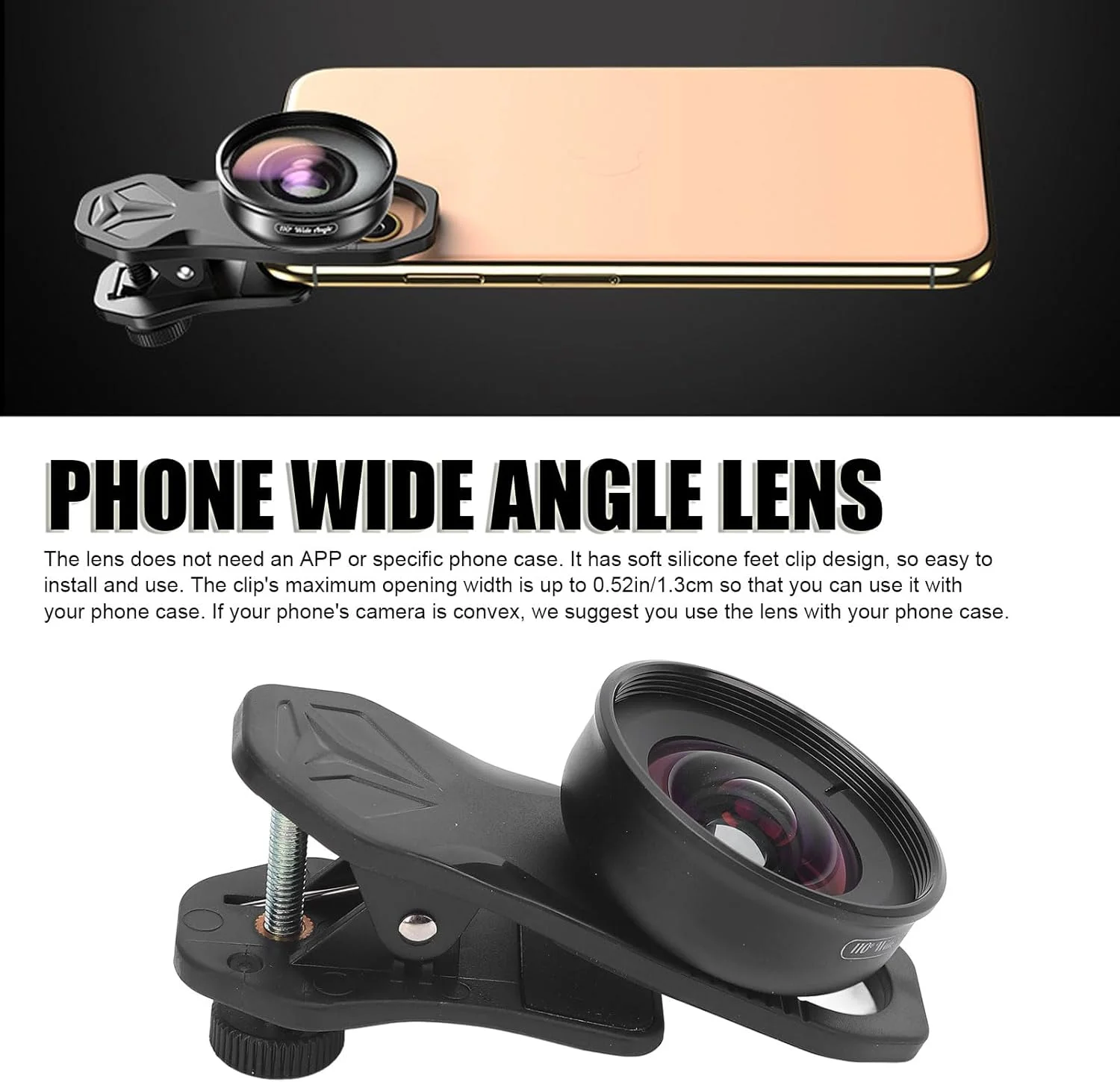 لنز زاویه باز تلفن همراه، دیافراگم F1.8 با زاویه دید 110 درجه، لنز چشم ماهی ماکرو با گیره برای اکثر تلفن های هوشمند لنز زاویه باز تلفن همراه، دیافراگم F1.8 با زاویه دید 110 درجه، لنز چشم ماهی ماکرو با گیره برای اکثر تلفن های هوشمند