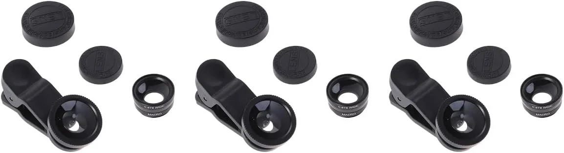 ۳ عدد لنز چشم ماهی (مشکی) برای گوشی - لنز جهانی قابل حمل برای گوشی، لنز دوربین گوشی هوشمند برای موبایل