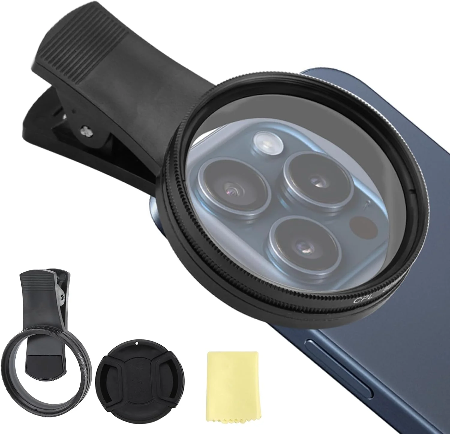 فیلتر CPL کلیپسی موبایل 52 میلی‌متری، فیلتر پلاریزه حذف کننده انعکاس، فیلتر CPL تلفن همراه سازگار با لنز گوشی‌های هوشمند آیفون/سامسونگ/اندروید