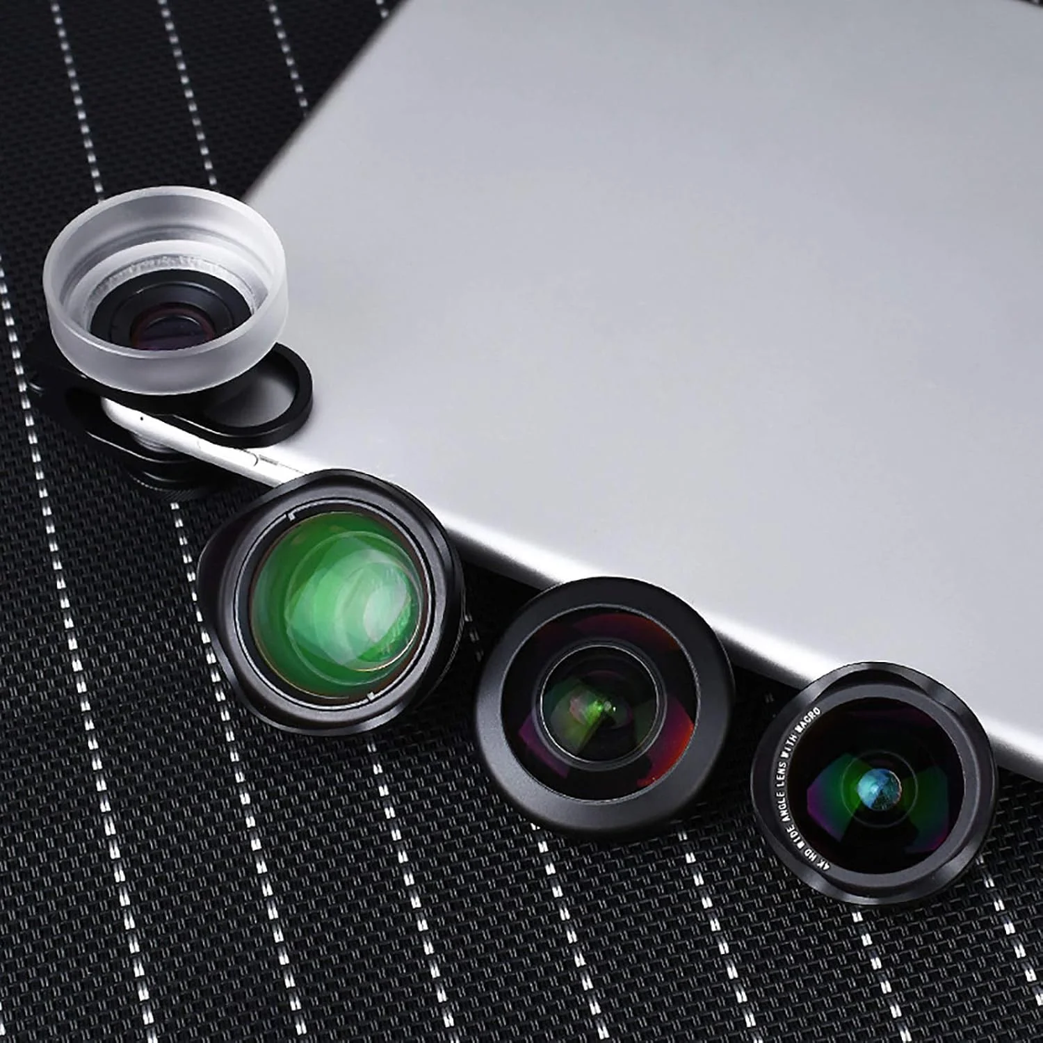 ست لنز دوربین شامل یک عدد لنز سلفی گیره ای برای گوشی هوشمند، لنز چشم ماهی با کیفیت تصویر بالا و اعوجاج