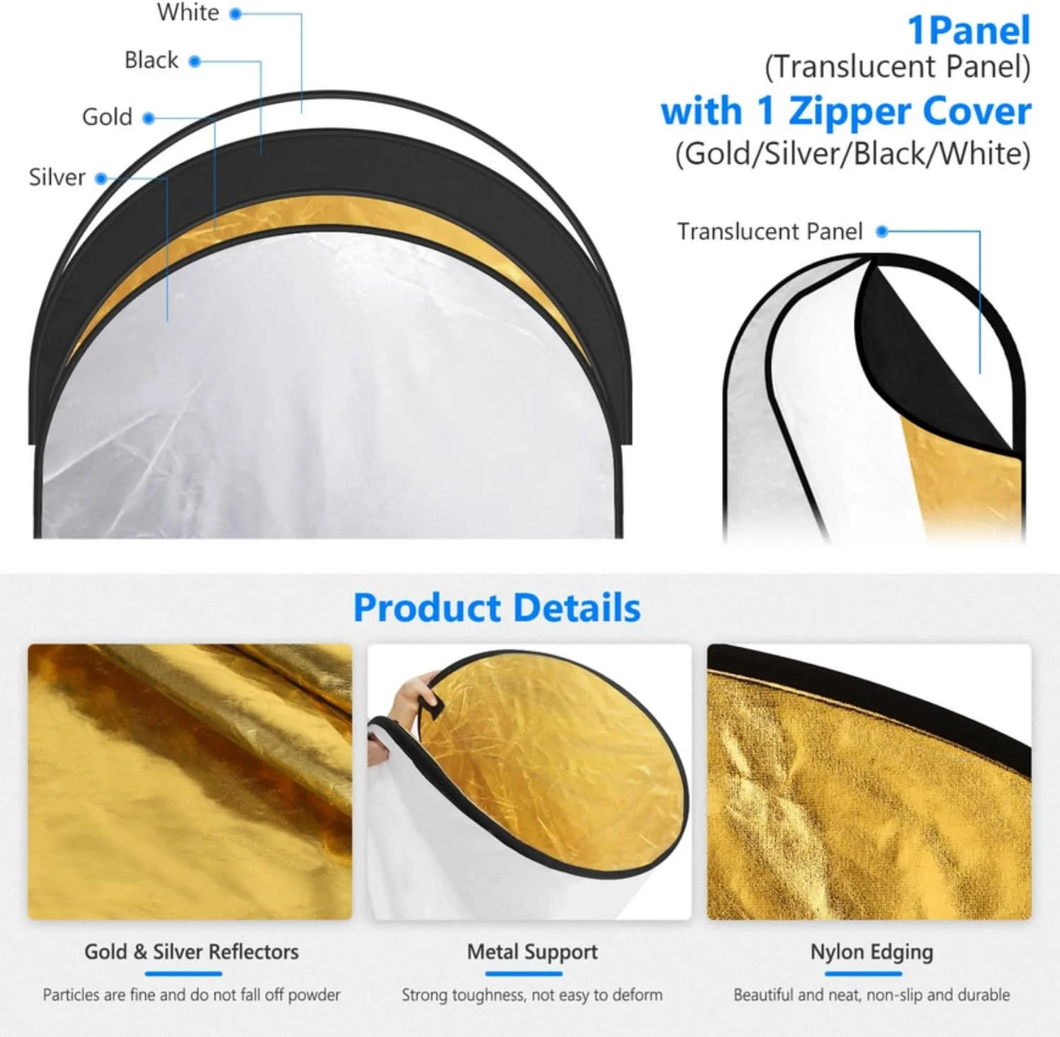 رفلکتور نور بیضی شکل 5 در 1 قابل حمل و تاشو استودیو عکاسی Skeido به همراه کیف حمل (60 * 90 سانتی متر)