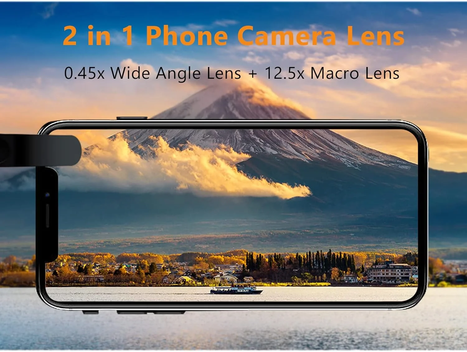 لنز حرفه ای موبایل 2 در 1، لنز زاویه باز فوق العاده 0.45X و لنز ماکرو کلیپسی سازگار با تلفن های همراه/تبلت ها/دوربین های اندرویدی