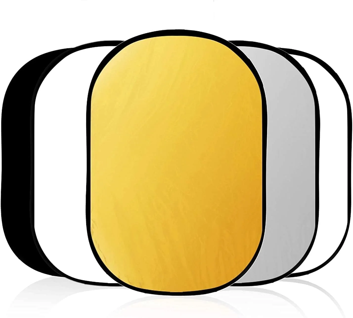 کیت رفلکتور نور عکاسی 5 در 1 HIFFIN® 100x150 سانتی متر (40x60 اینچ) طلایی/نقره ای/سفید/مشکی/دیفیوزر با گیره نگهدارنده و کیف حمل تاشو چند دیسکی برای نورپردازی استودیویی و فضای باز