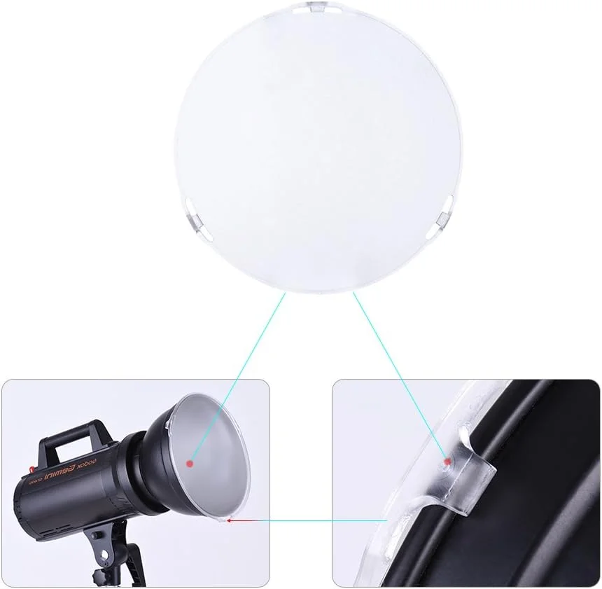 صفحه پخش کننده نور مات Andoer با قطر 18.5 سانتی متر، قابل نصب بر روی رفلکتور استاندارد 7 اینچی با مانت بوئنز مناسب برای استودیو عکاسی
