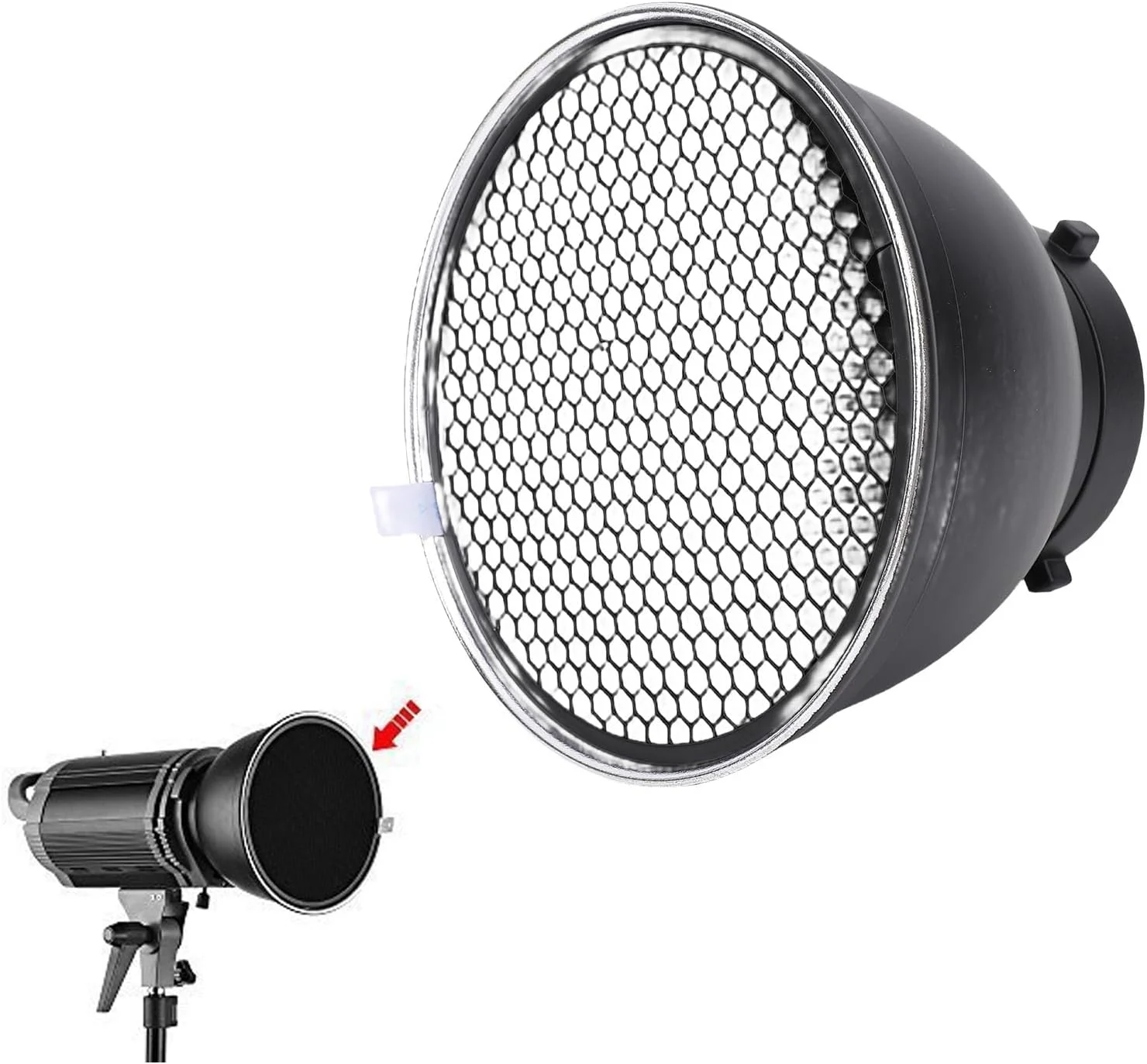 بازتابنده 7 اینچی Annadue با گرید 60 درجه، اصلاح کننده نور آلیاژ آلومینیوم برای استروب استودیویی با پایه Bowens، فضای داخلی نقره ای با بازتابندگی بالا و طراحی قابل حمل