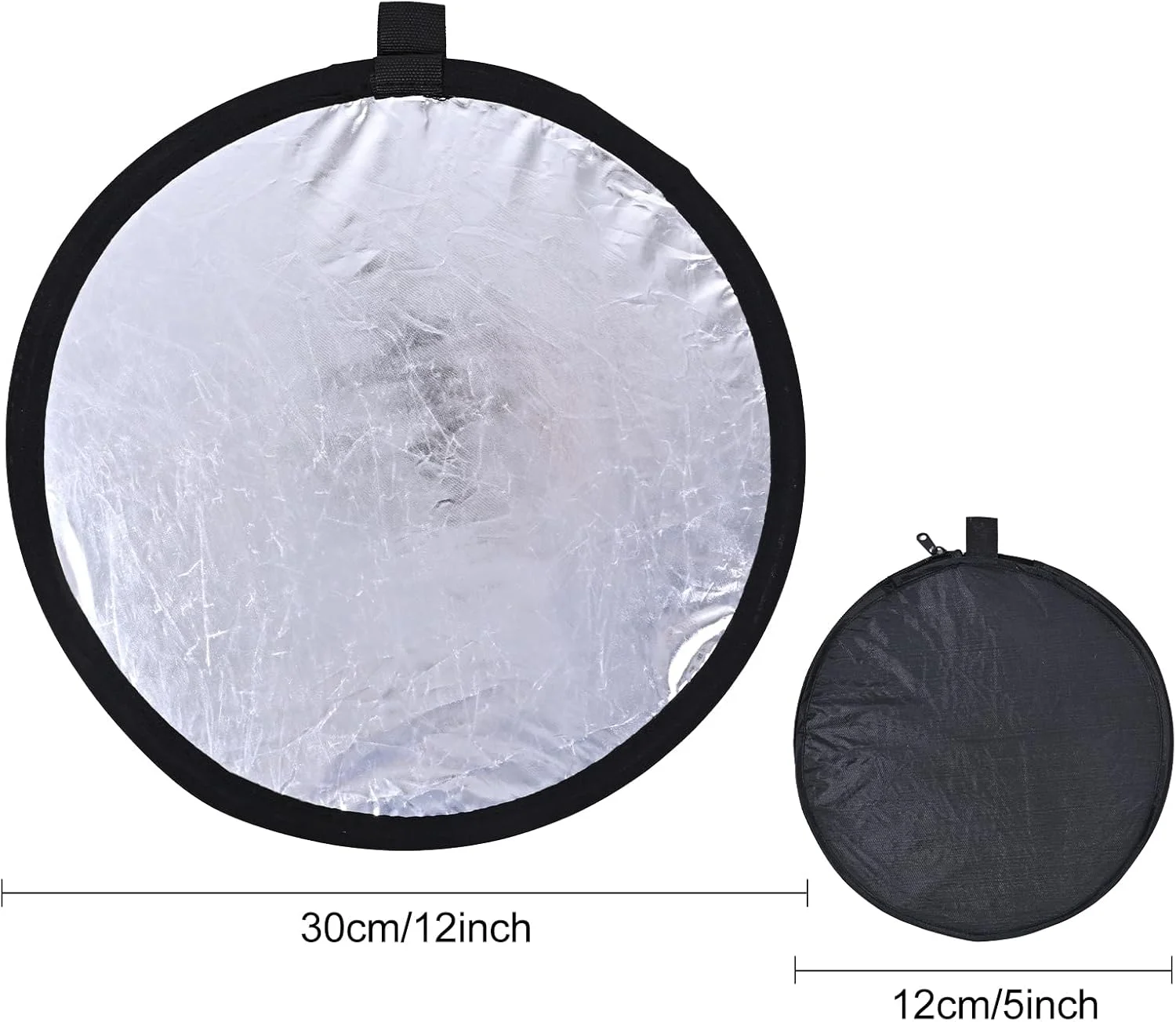 رفلکتور عکاسی 2 در 1 - رفلکتور نور تاشو گرد قابل حمل 12 اینچی برای نورپردازی پرتره و اشیاء بی جان - دیسک فشرده 30 سانتی متری با سطوح طلایی و نقره ای
