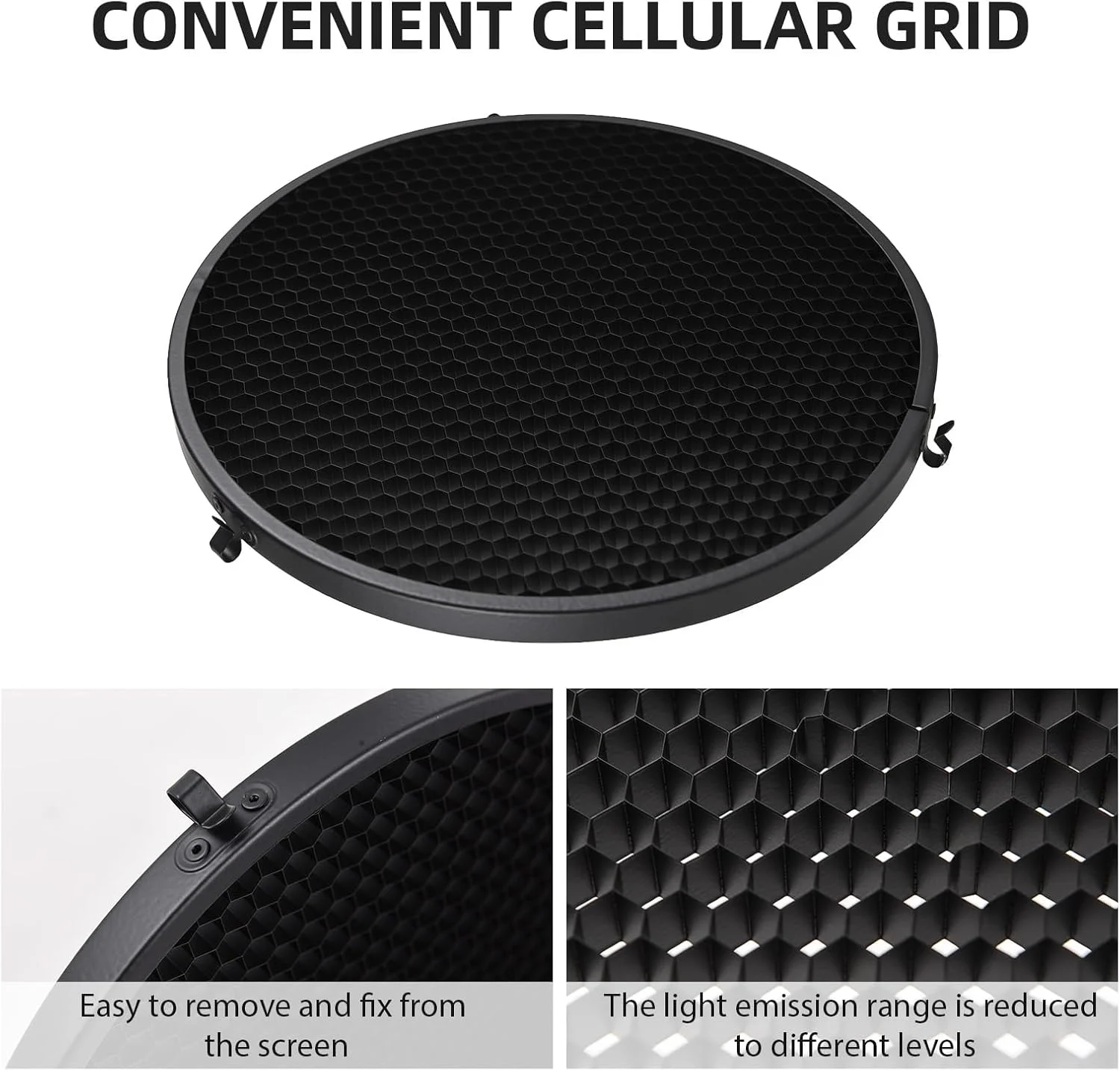 بازتابنده استاندارد 9 اینچی ciciglow، دیفیوزر بازتابنده لانه زنبوری 60 درجه برای چراغ های استودیویی Bowens با پایه استاندارد بازتابنده استاندارد 9 اینچی ciciglow، دیفیوزر بازتابنده لانه زنبوری 60 درجه برای چراغ های استودیویی Bowens با پایه استاندارد