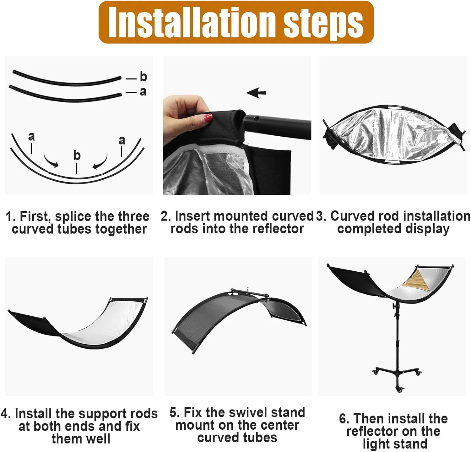بازتابنده نور صدفی با پایه چرخ دار و کیف حمل، 180x60 سانتی متر بازتابنده نور منحنی Arclight برای عکاسی استودیویی با رنگ های سفید/طلایی/نقره ای/مشکی توسط MCCKLE بازتابنده نور صدفی با پایه چرخ دار و کیف حمل، 180x60 سانتی متر بازتابنده نور منحنی Arclight برای عکاسی استودیویی با رنگ های سفید/طلایی/نقره ای/مشکی توسط MCCKLE