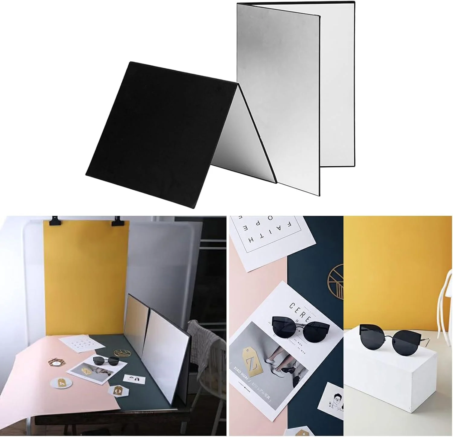 صفحه بازتابنده مقوایی عکاسی مواد غذایی Ejoyous 3 در 1، کارت مقوایی بازتابنده نور برای عکاسی محصول (A3)