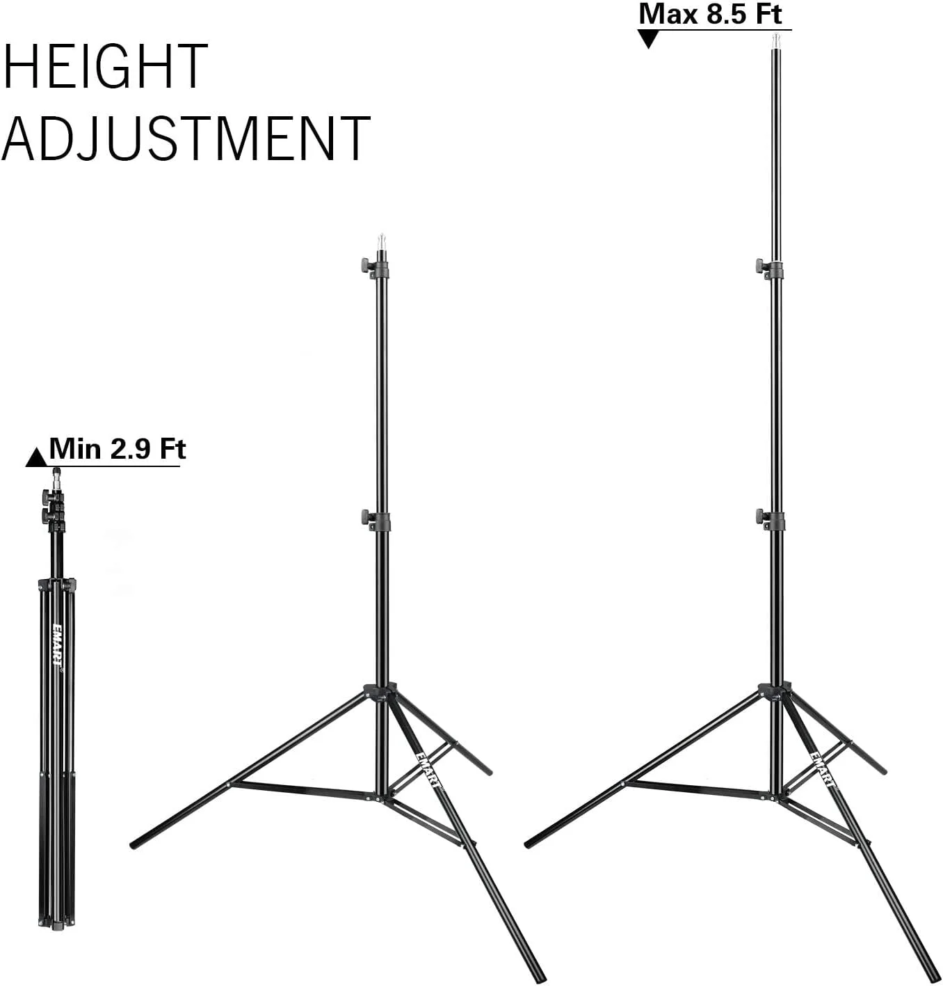 نگهدارنده گیره بازتابنده نور عکاسی EMART با اتصال 5/8 اینچی و کیت پایه 8.5 فوتی، گیره فلزی سنگین استودیویی عکس و فیلم، پایه نگهدارنده نور با نگهدارنده بازتابنده چتر