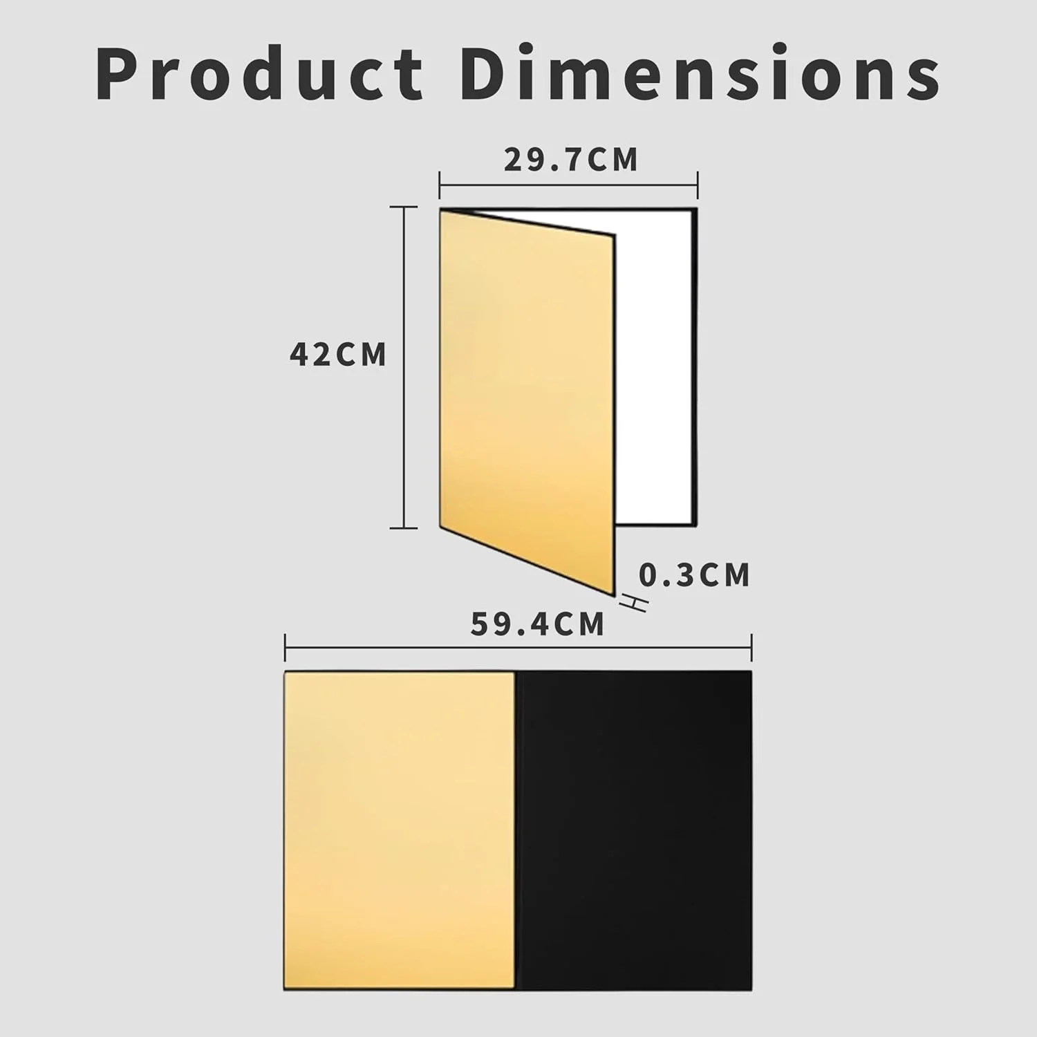 کارت مقوایی بازتابنده نور عکاسی 3 در 1، 60 در 42 سانتی متر، پس زمینه پخش کننده نور تاشو A3، ورق بازتابنده برای عکاسی از غذا، جواهرات و طبیعت بی جان (A3 سفید/طلایی/مشکی)