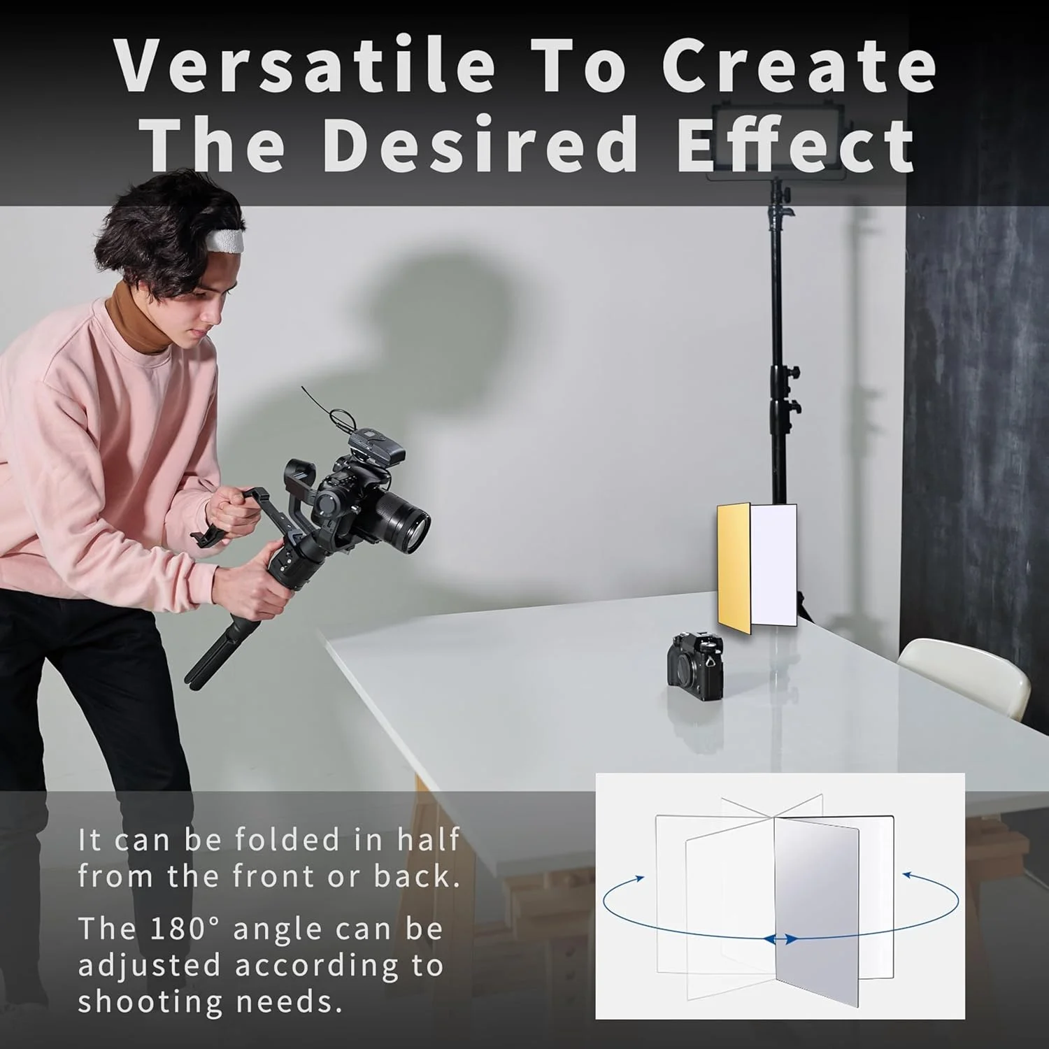 کارت مقوایی بازتابنده نور عکاسی 3 در 1، 60 در 42 سانتی متر، پس زمینه پخش کننده نور تاشو A3، ورق بازتابنده برای عکاسی از غذا، جواهرات و طبیعت بی جان (A3 سفید/طلایی/مشکی)