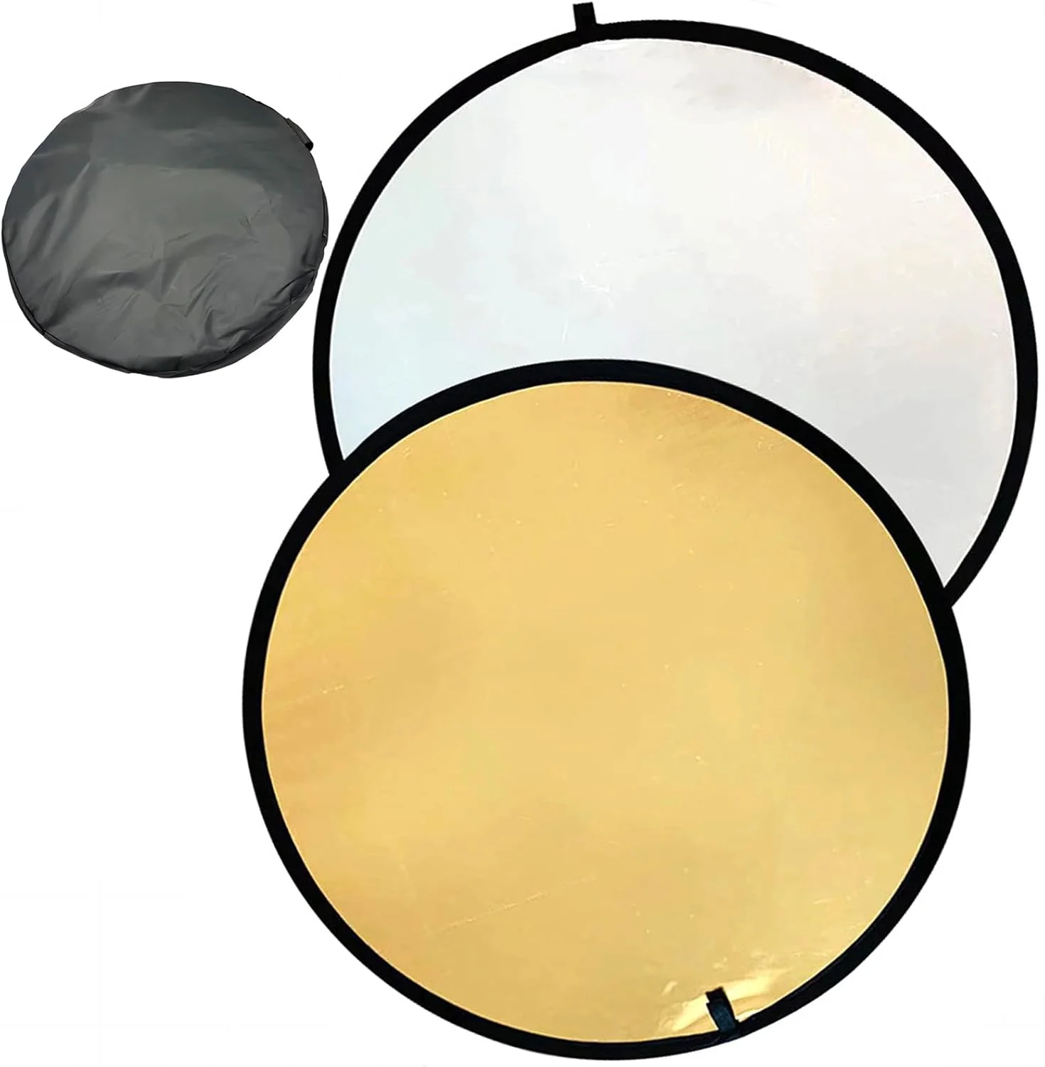 بازتابنده عکاسی 60 سانتی متری طلایی و نقره ای، بازتابنده دیسکی 2 در 1، بازتابنده تاشو عکاسی، قابل حمل، روشن کننده سطح برای عکاسی سلفی