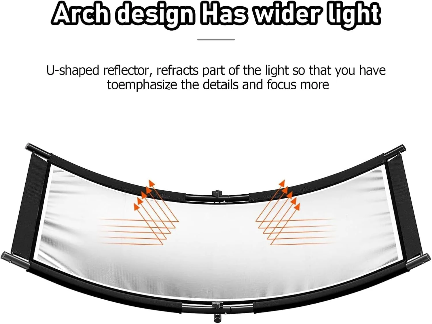 کیت بازتابنده نور صدفی جنریک QXRSOP، 176 در 61 سانتی‌متر، بازتابنده نور منحنی عکاسی برای استودیو عکس و فیلم با بازتابنده‌های مشکی، نقره‌ای، سفید و طلایی و کیف حمل