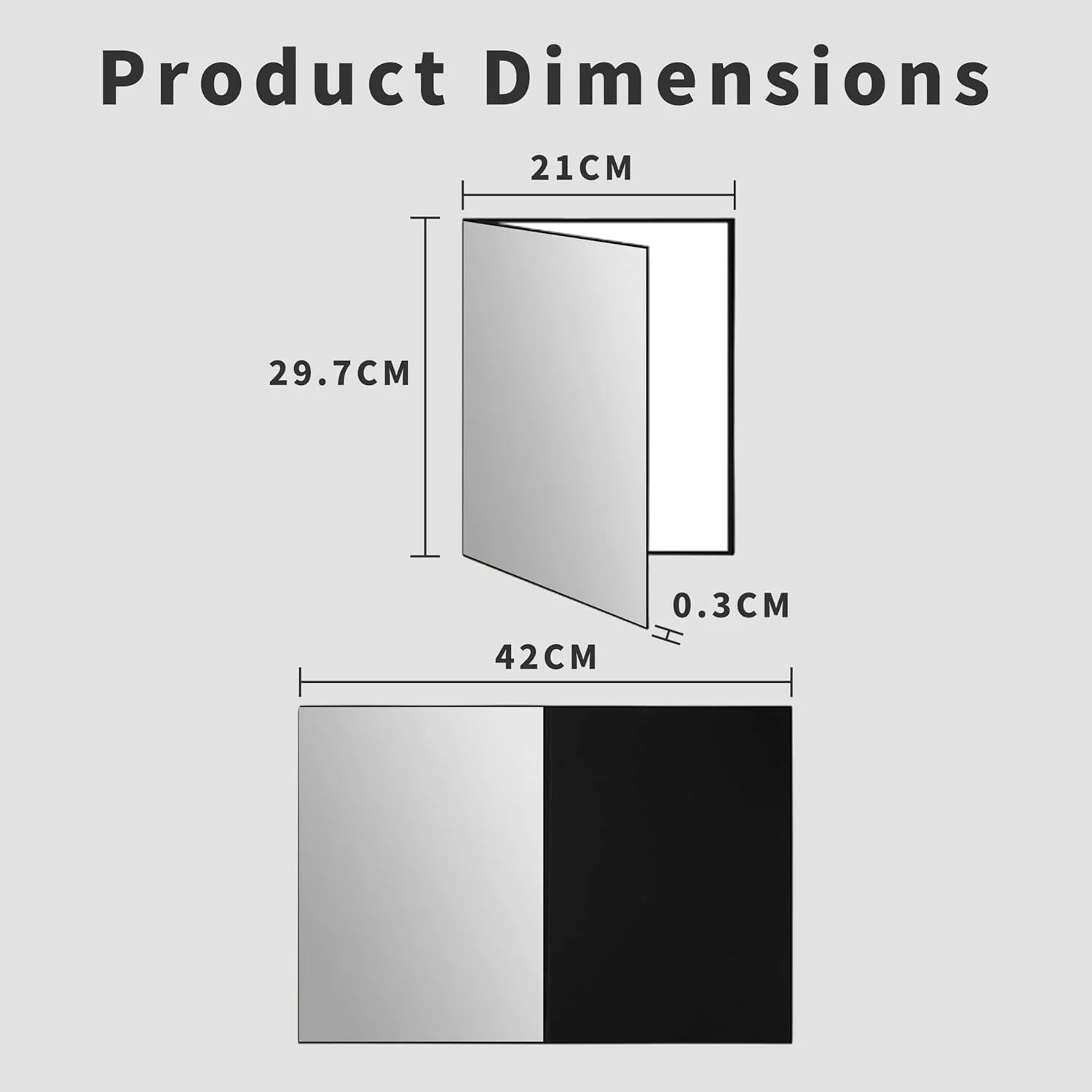کارت بازتابنده نور عکاسی 3 در 1، مقوایی، 42x30 سانتی متر، پخش کننده نور تاشو، پس زمینه A4، صفحه بازتابنده برای عکاسی مواد غذایی، جواهرات و طبیعت بی جان (سفید/نقره ای/مشکی)