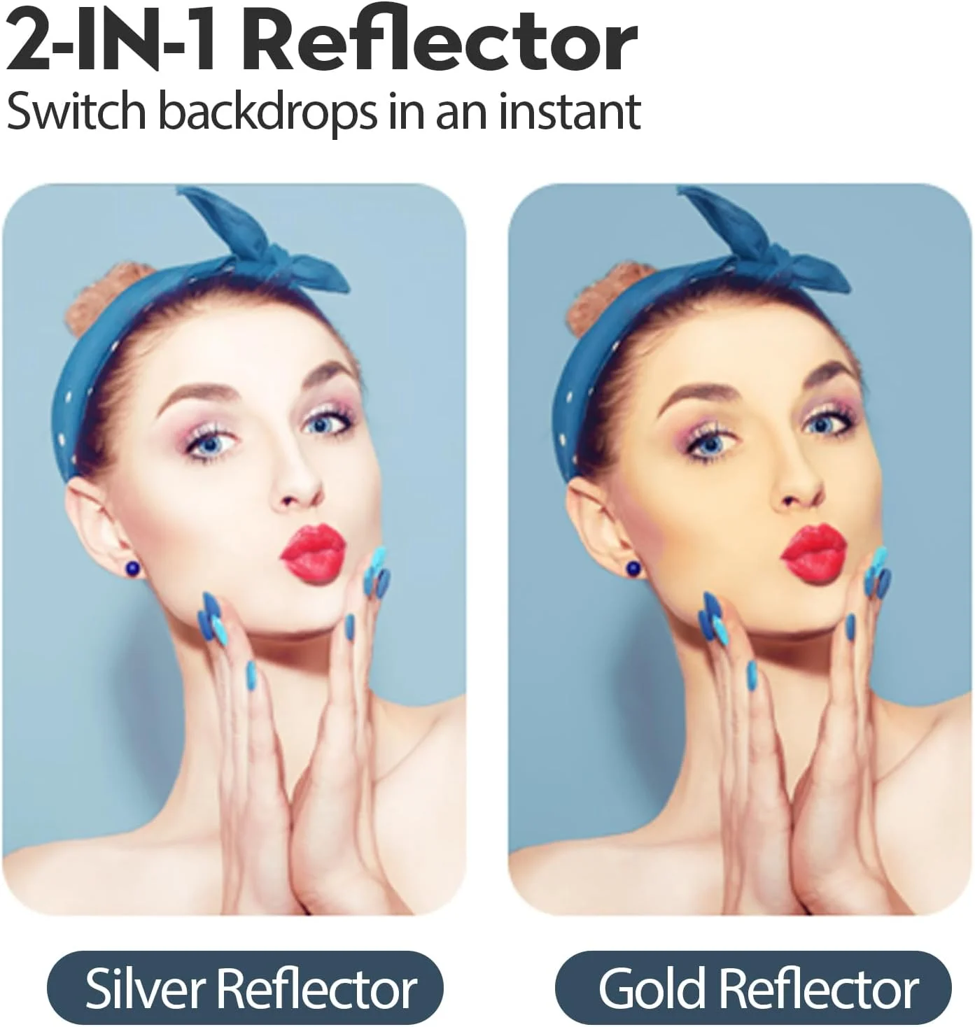 بازتابنده نور عکاسی فوتوپرو 60 سانتی متری 2 در 1 تاشو چند منظوره با کیف برای نورپردازی عکاسی استودیویی و عکاسی در فضای باز نقره ای طلایی