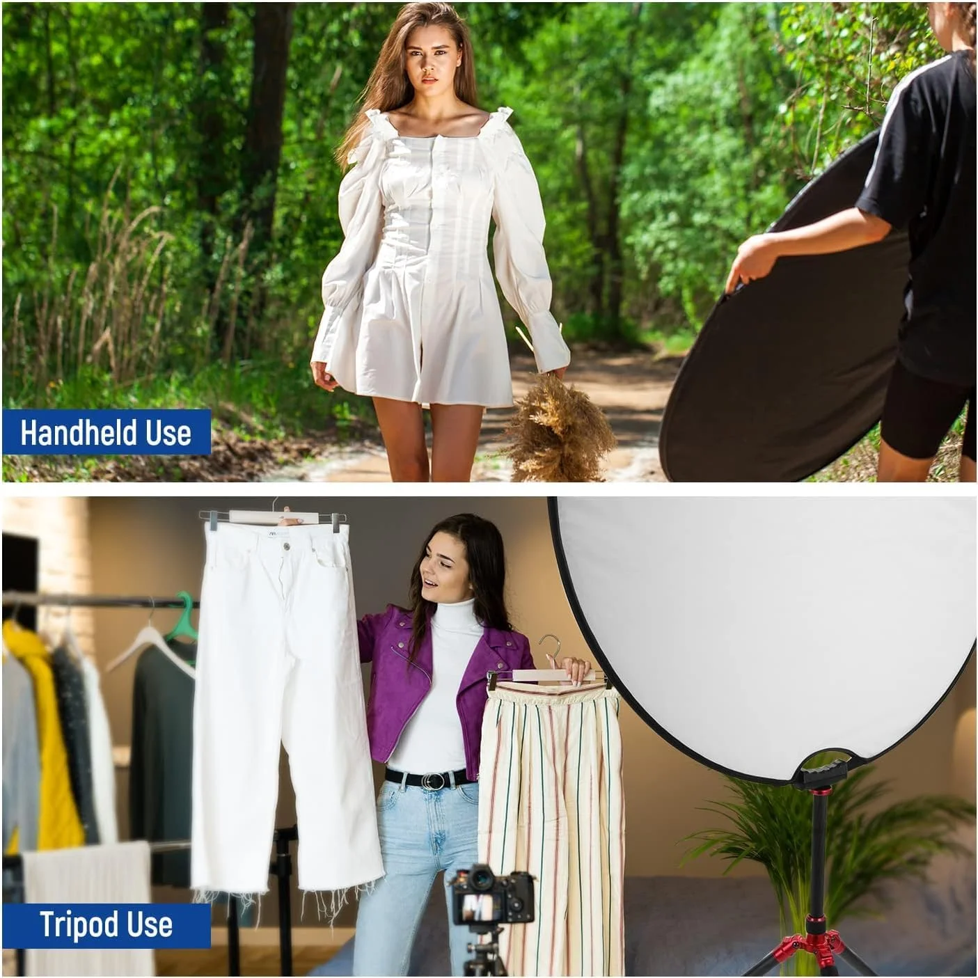 بازتابنده نور گرد قابل حمل، بازتابنده نور تاشو 80 سانتی متری 5 در 1 چند دیسکی تاشو با دستگیره و کیف، برای نورپردازی عکاسی استودیویی، نورپردازی فضای باز