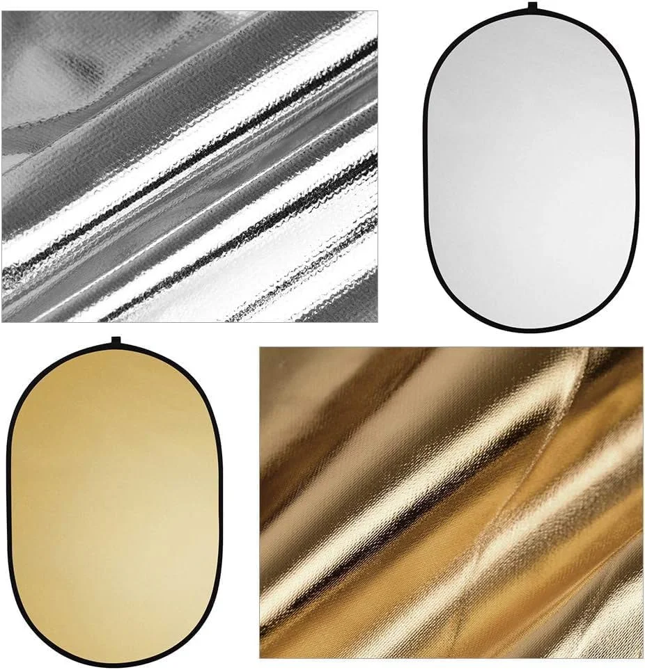 رفلکتور نور HALAMODO، رفلکتور عکاسی، 5 در 1 چند دیسک تاشو دایره ای برای عکاسی، شفاف نقره ای طلایی سفید و سیاه (60 * 90 سانتی متر) رفلکتور نور HALAMODO، رفلکتور عکاسی، 5 در 1 چند دیسک تاشو دایره ای برای عکاسی، شفاف نقره ای طلایی سفید و سیاه (60 * 90 سانتی متر)