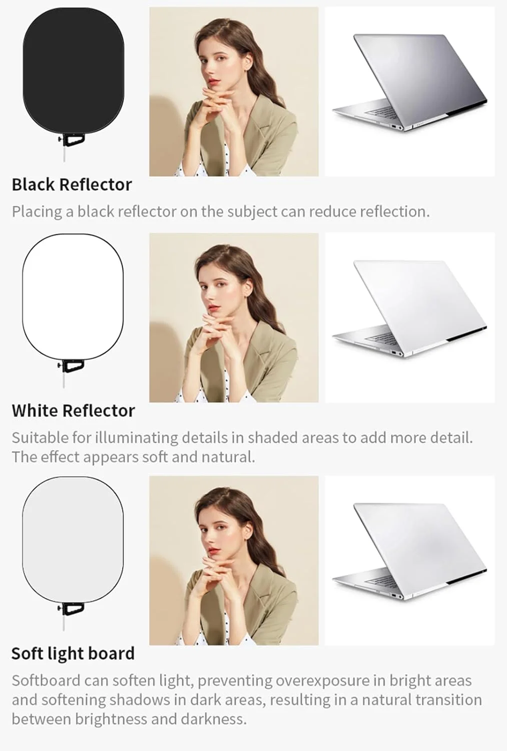 صفحه بازتابنده نور نرم و چند منظوره Jiawu برای عکاسی پرتره، نصب آسان و طراحی جمع و جور، بازتابنده نور تاشو قابل حمل با کیف نگهداری، مناسب برای فیلمبرداری صفحه بازتابنده نور نرم و چند منظوره Jiawu برای عکاسی پرتره، نصب آسان و طراحی جمع و جور، بازتابنده نور تاشو قابل حمل با کیف نگهداری، مناسب برای فیلمبرداری