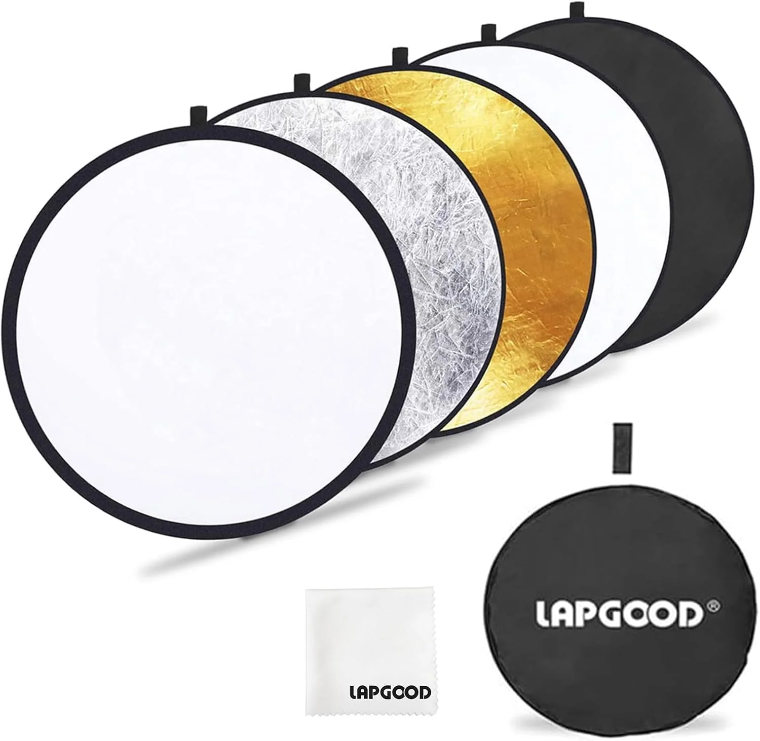 رفلکتور نور 5 در 1 عکاسی 60 سانتی متری تاشو با کیف حمل (شفاف، نقره ای، طلایی، سفید و مشکی) لوازم جانبی عکاسی