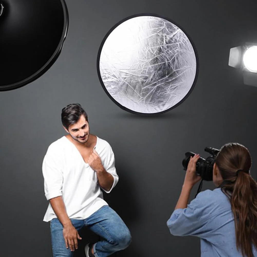 رفلکتور نورپردازی 2 در 1 تاشو قابل حمل دیسکی پخش کننده نور صفحه پرکننده نور عکاسی برای استودیو رفلکتور نورپردازی 2 در 1 تاشو قابل حمل دیسکی پخش کننده نور صفحه پرکننده نور عکاسی برای استودیو