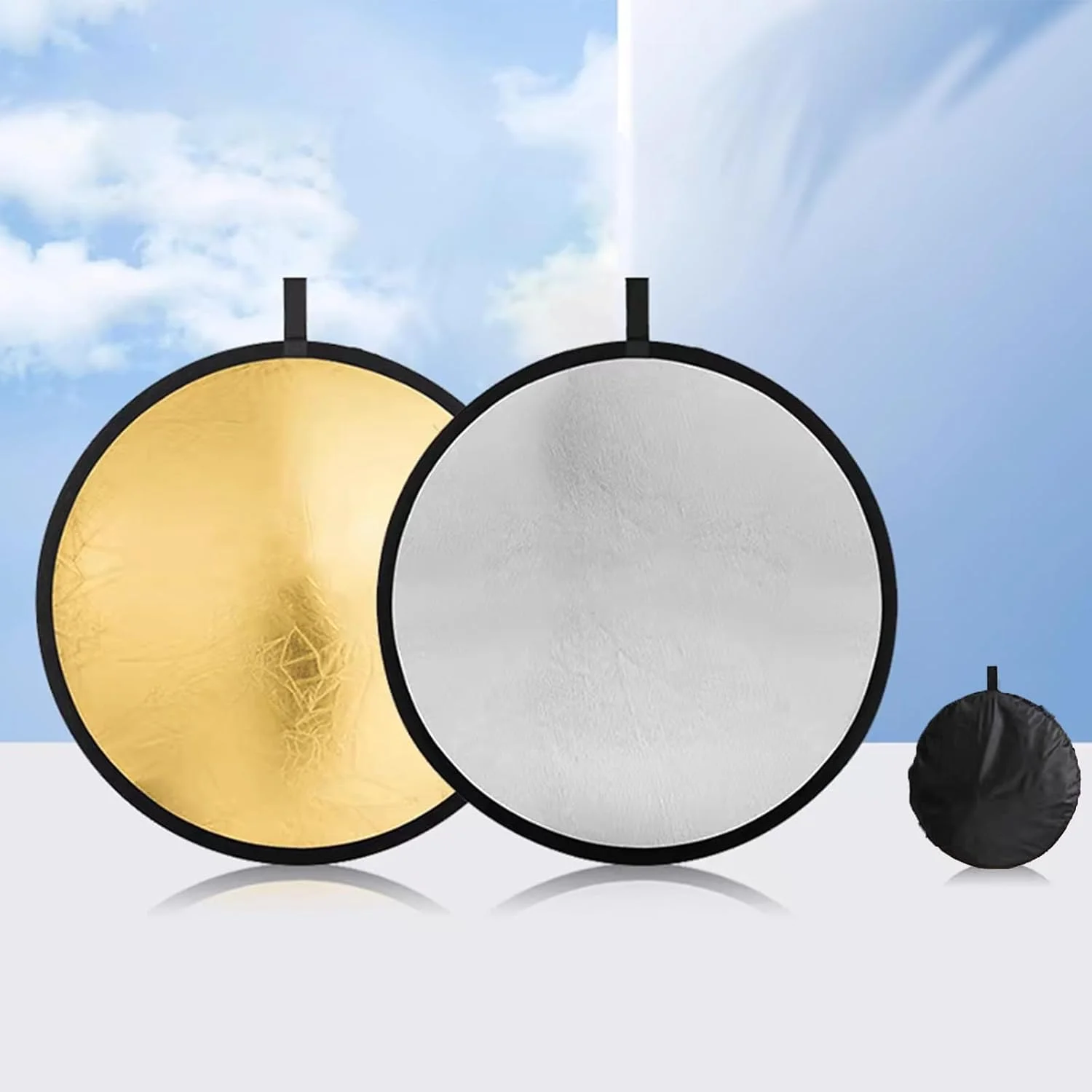 رفلکتور نورپردازی 2 در 1 برای عکاسی، رفلکتور کوچک قابل حمل تاشو گرد، نقره ای/طلایی برای استودیو، پرتره و نورپردازی اشیاء بی جان (30 سانتی متر) رفلکتور نورپردازی 2 در 1 برای عکاسی، رفلکتور کوچک قابل حمل تاشو گرد، نقره ای/طلایی برای استودیو، پرتره و نورپردازی اشیاء بی جان (30 سانتی متر)