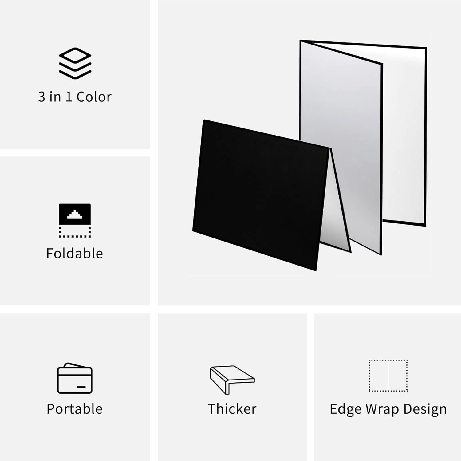 کارت مقوایی بازتابنده نور عکاسی مکینگ 3 در 1، 30x20 سانتی متر، تخته پخش کننده نور تاشو برای عکاسی از محصولات و غذا - بسته 2 عددی (سفید، نقره ای و مشکی) کارت مقوایی بازتابنده نور عکاسی مکینگ 3 در 1، 30x20 سانتی متر، تخته پخش کننده نور تاشو برای عکاسی از محصولات و غذا - بسته 2 عددی (سفید، نقره ای و مشکی)