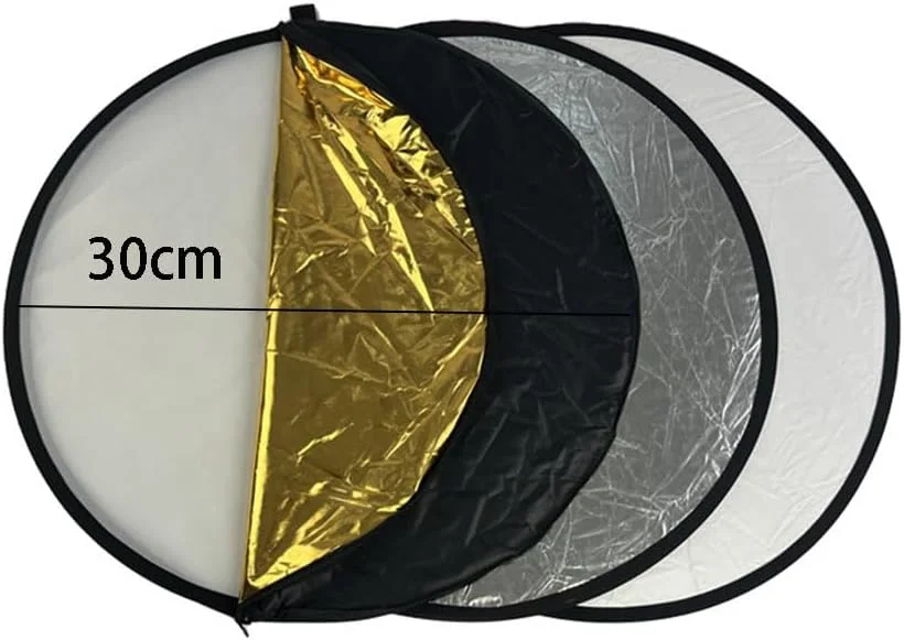 رفلکتور عکاسی 12 اینچی 2 در 1 / 5 در 1، رفلکتور عکاسی، صفحه نور نرم مینی، تاشو، با کیف