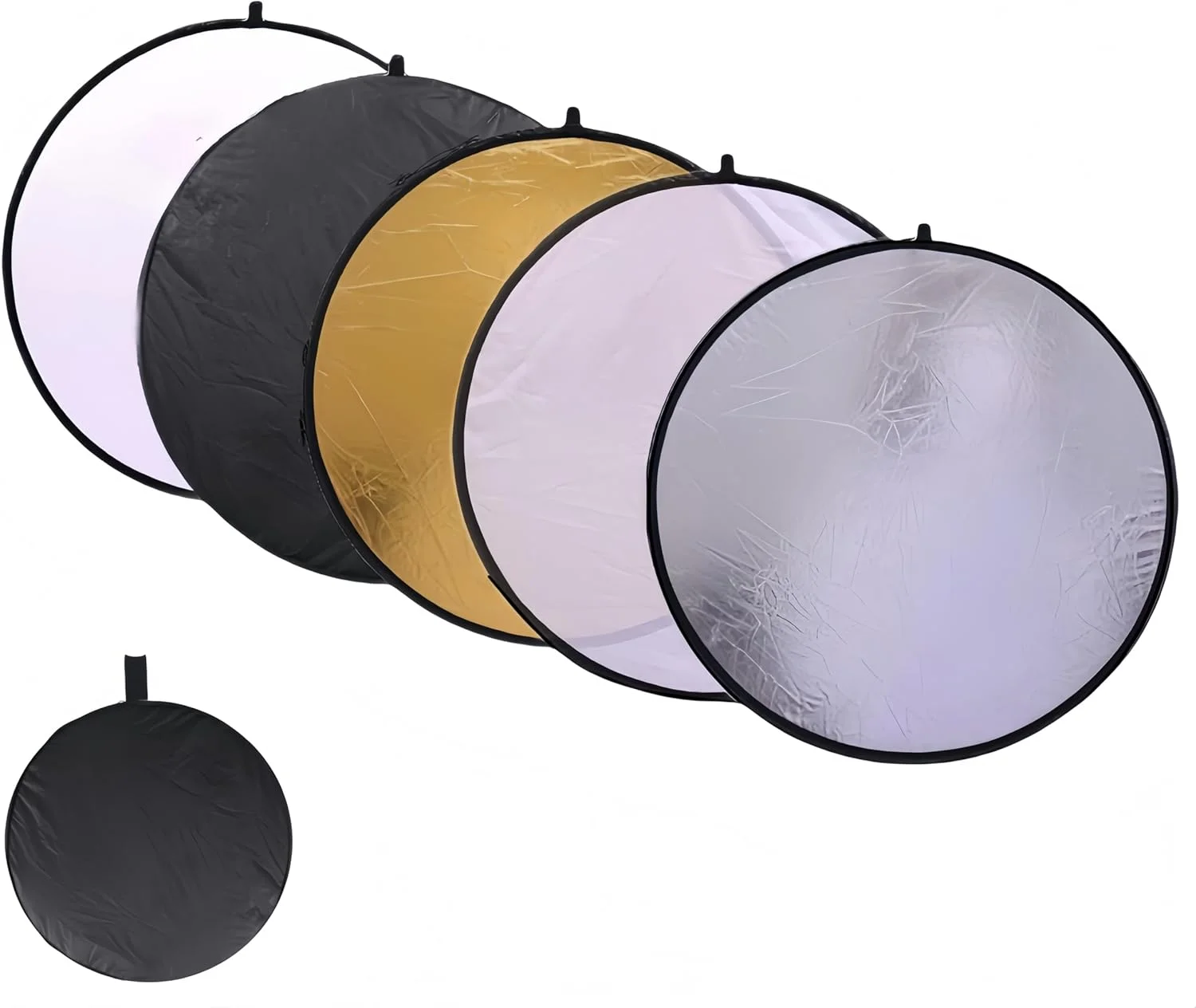 بازتابنده نور عکاسی 60 سانتی متری 5 در 1 به همراه کیف - فوق العاده قابل حمل برای عکاسی استودیویی/ماکرو - شفاف، نقره ای، طلایی، سفید و مشکی