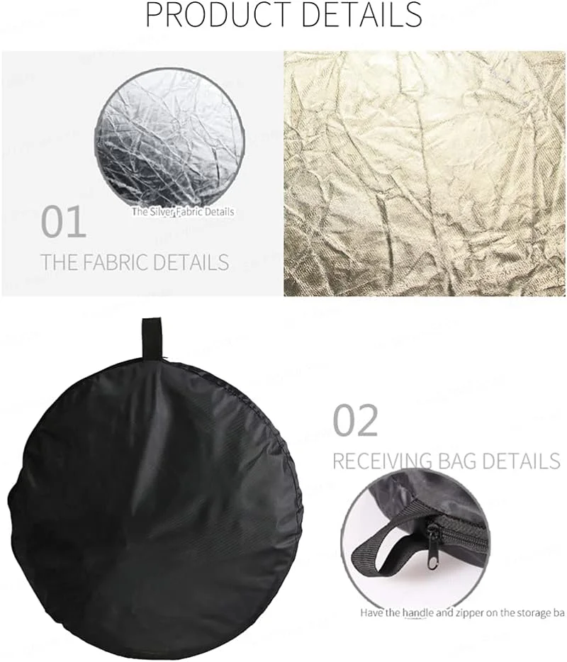 رفلکتور عکاسی 2 عددی 12 اینچی/ 30 سانتی متری 2 در 1 تاشو، پخش کننده نور استودیویی قابل حمل، نقره ای سفید مشکی شفاف رفلکتور عکاسی 2 عددی 12 اینچی/ 30 سانتی متری 2 در 1 تاشو، پخش کننده نور استودیویی قابل حمل، نقره ای سفید مشکی شفاف