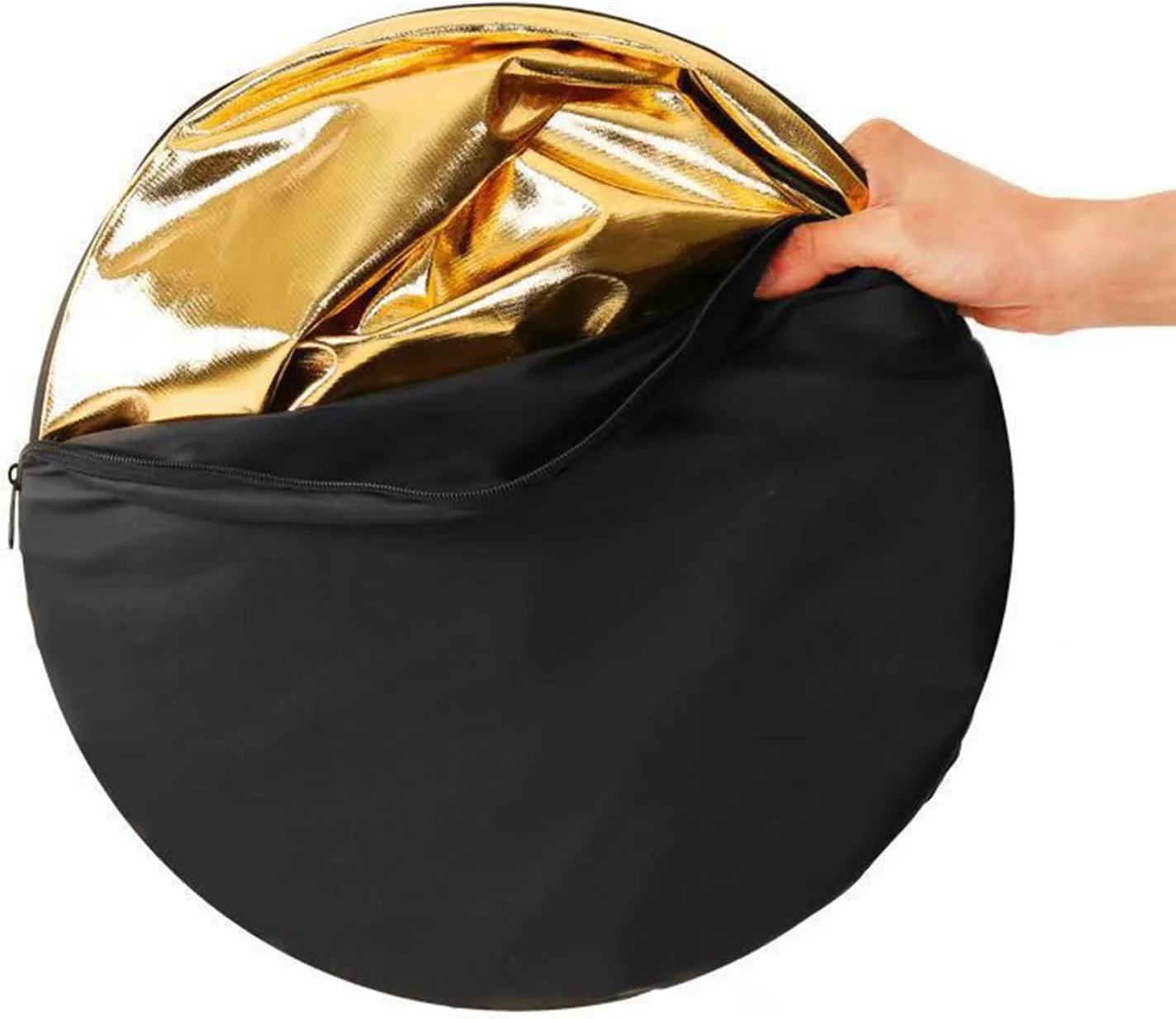 رفلکتور گرد ۳۰ سانتی‌متری تاشو و قابل حمل برای عکاسی استودیویی، نقره‌ای و سفید