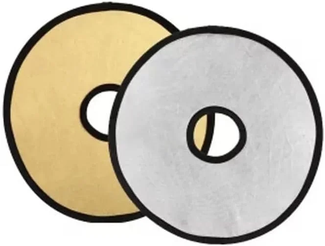 رفلکتور عکاسی گرد 2 در 1 دوربین رفلکس 80 سانتی متر | سطوح بازتابنده نقره ای و طلایی | طراحی مرکز توخالی | رفلکتور سبک و قابل حمل با کیف حمل (80 سانتی متر)