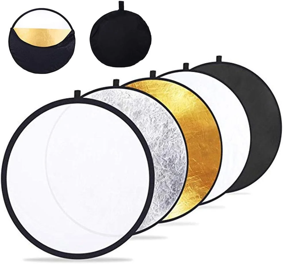 (60 سانتی متر) رفلکتور نور عکاسی 5 در 1 تاشو و قابل حمل چند منظوره برای نورپردازی استودیو/فضای باز به همراه کیف، 0.3 کیلوگرم