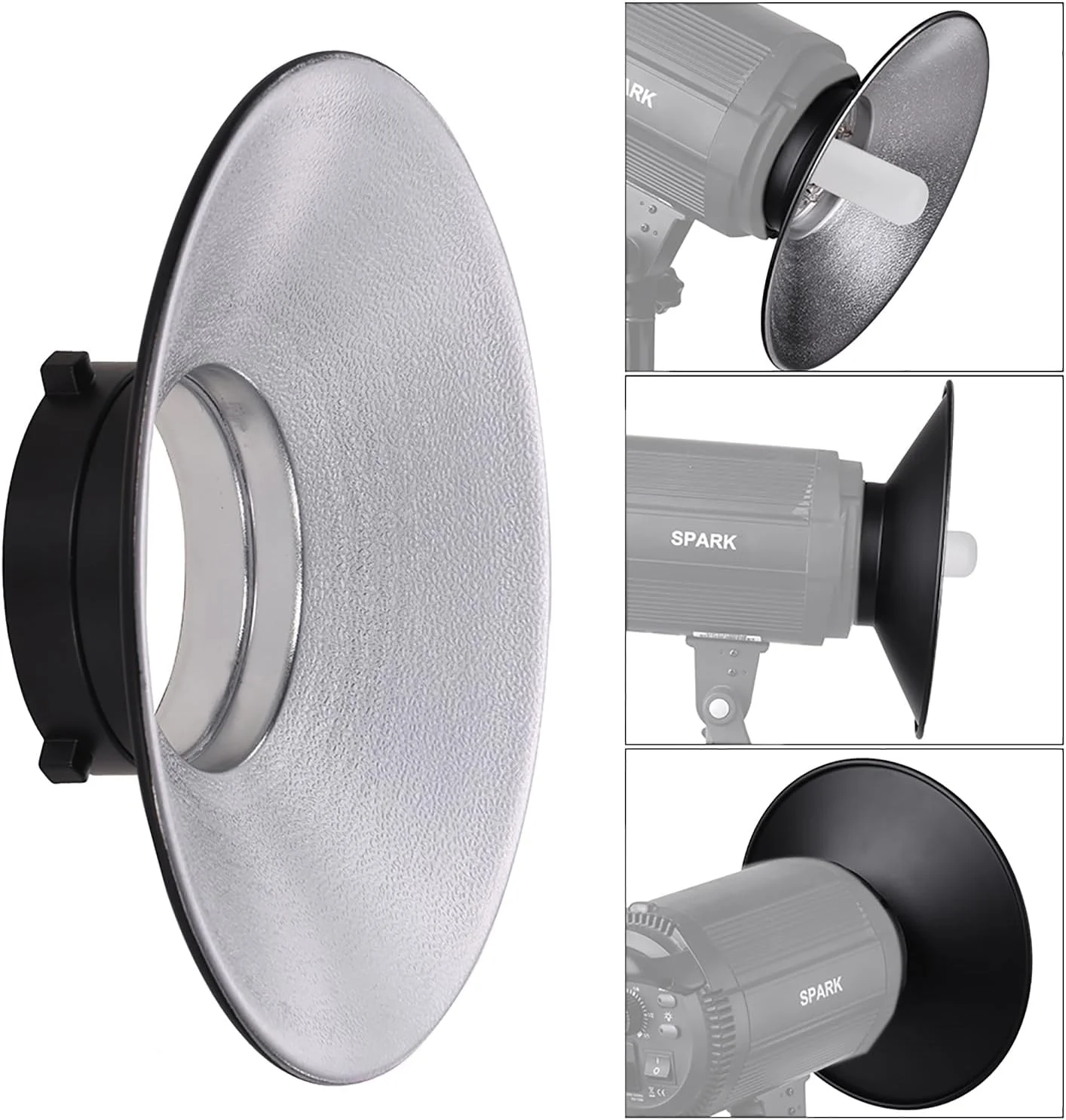 بازتابنده زاویه باز 120 درجه با مانت بوئنز، دیش آلیاژ آلومینیوم، لوازم جانبی نور استودیویی برای عکاسی پرتره، هنر، عروسی، حیوانات خانگی، گل ها، لوازم التحریر، تبلیغات بازتابنده زاویه باز 120 درجه با مانت بوئنز، دیش آلیاژ آلومینیوم، لوازم جانبی نور استودیویی برای عکاسی پرتره، هنر، عروسی، حیوانات خانگی، گل ها، لوازم التحریر، تبلیغات