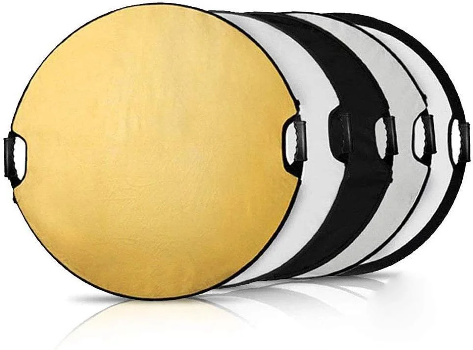 رفلکتور گرد 5 در 1 با دسته، مناسب نورپردازی عکاسی، استودیو و فضای باز، سایز 80 سانتی متر