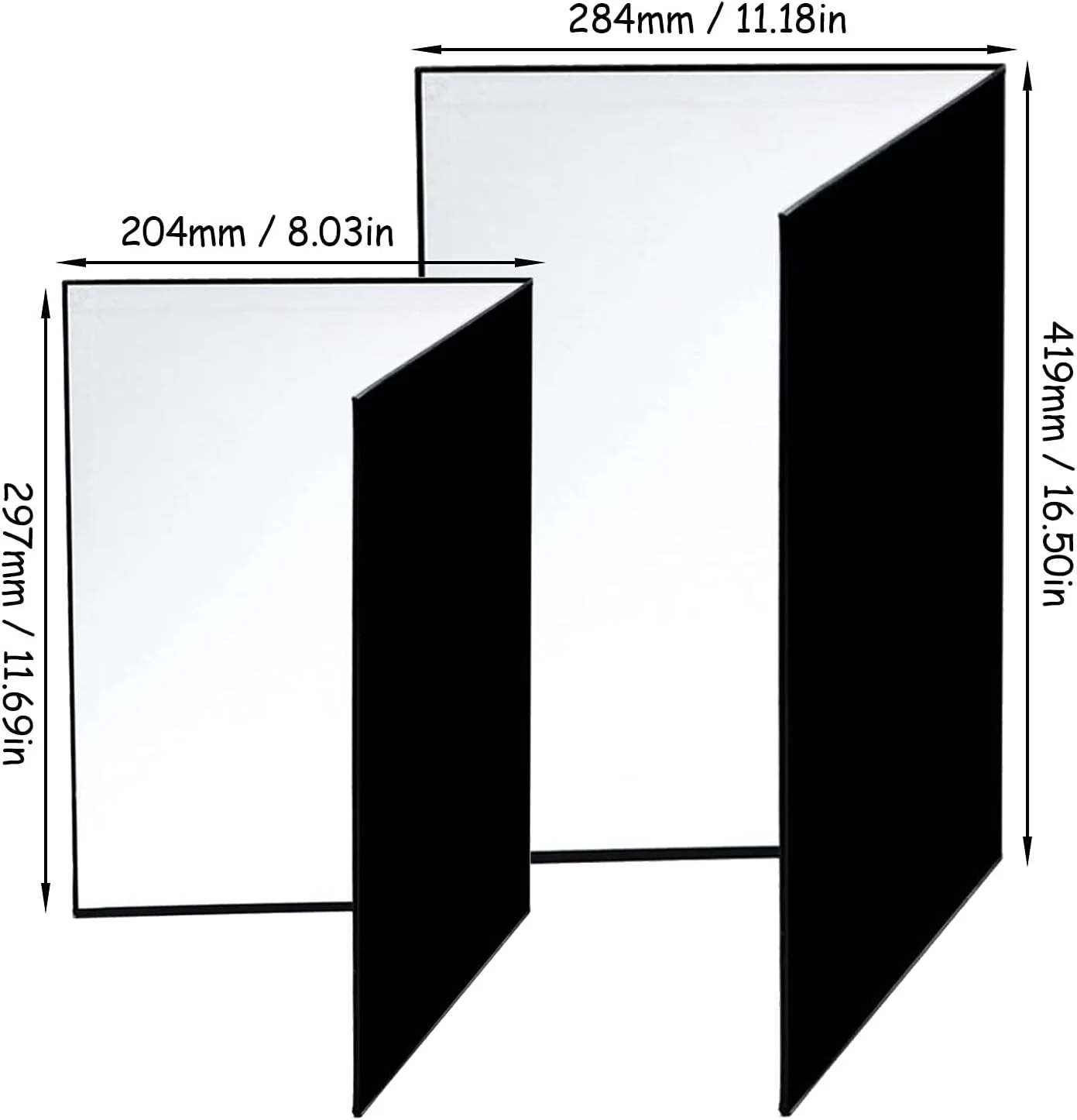 بازتابنده نور 3 در 1، بازتابنده تاشو نور، پس زمینه تخته پخش کننده نور، مجموعه بازتابنده تاشو برای عکاسی از اشیاء بی جان، سیاه، نقره ای و سفید (A3 + A4)