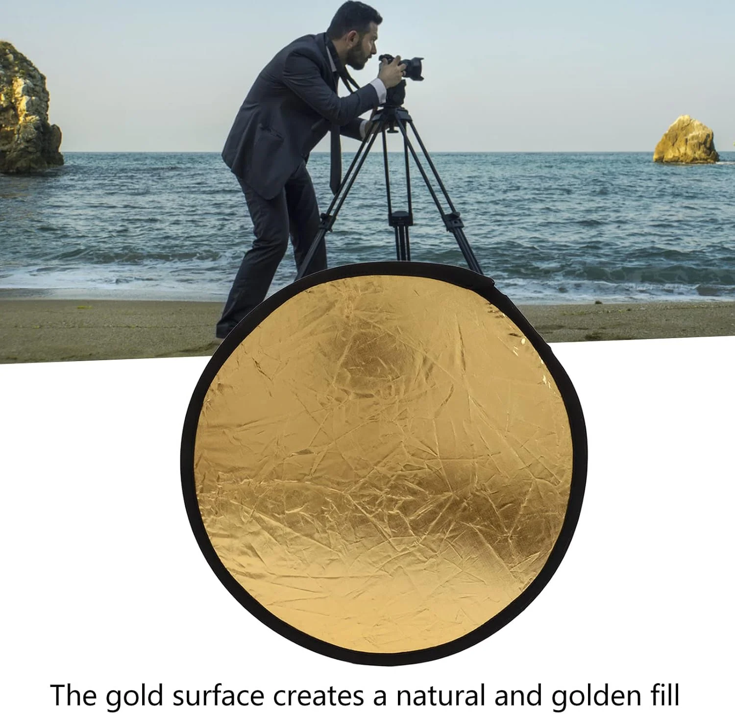 بازتابنده نور دیسکی، طراحی تاشو، گرد 30 سانتیمتری طلایی نقرهای 2 در 1، بازتابنده قابل حمل عکاسی، بازتابنده عکاسی برای نورپردازی استودیویی و نورپردازی فضای باز بازتابنده نور دیسکی، طراحی تاشو، گرد 30 سانتیمتری طلایی نقرهای 2 در 1، بازتابنده قابل حمل عکاسی، بازتابنده عکاسی برای نورپردازی استودیویی و نورپردازی فضای باز
