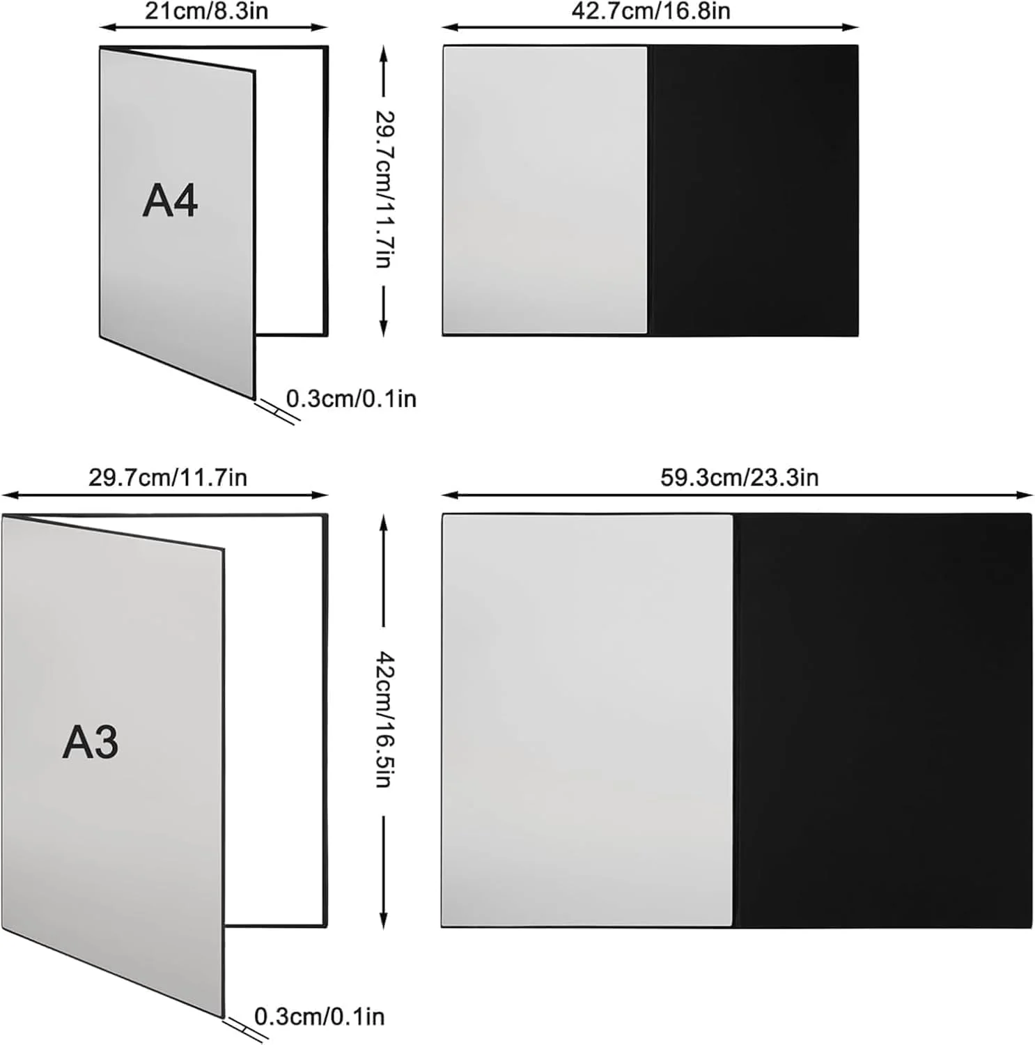 رفلکتور نور 3 در 1 و دیفیوزر تاشو عکاسی A4، برد دیفیوزر مقوایی قابل حمل برای عکاسی از محصولات استودیویی و عکس های ثابت، 29x21 سانتی متر