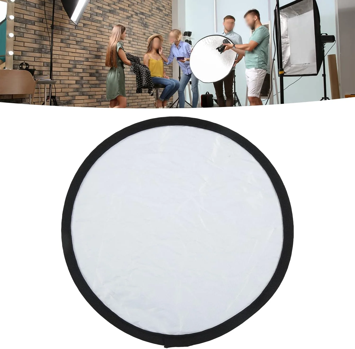 بازتابنده نور، بازتابنده گرد نقره ای و سفید قابل حمل 2 در 1 برای نورپردازی در فضای باز (30 سانتی متر)