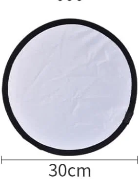 رفلکتور نورپردازی 2 در 1 تاشو گرد قابل حمل برای عکاسی پرتره و نورپردازی اشیاء (30 سانتیمتر طلایی + نقره ای)