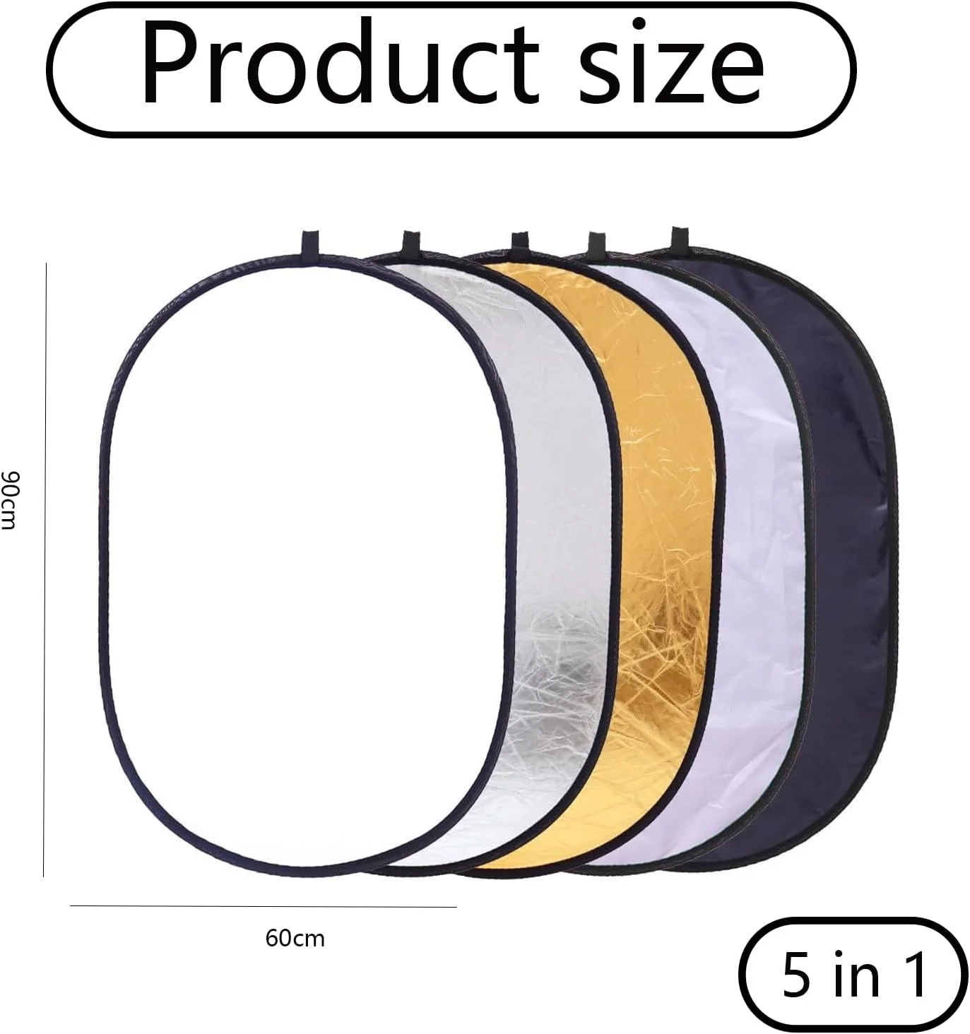 رفلکتور عکاسی 5 در 1، رفلکتور، پخش کننده نور، رفلکتور عکاسی، رفلکتور نور چند رنگ 60x90 سانتی متر، لوازم جانبی عکاسی برای نورپردازی عکس در استودیو و فضای باز