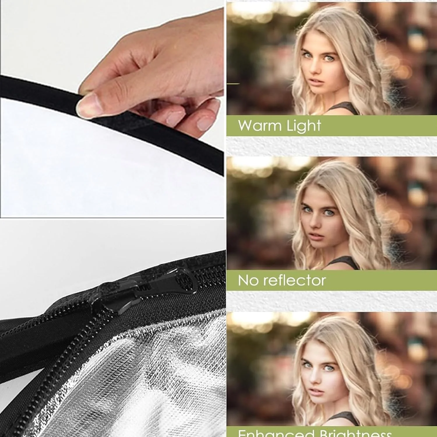 رفلکتور عکاسی، رفلکتور، رفلکتور عکاسی، رفلکتور، رفلکتور نور تاشو 5 در 1 قابل حمل برای عکاسی استودیویی، رفلکتور نور دیسکی چندگانه گرد، استودیو چند منظوره