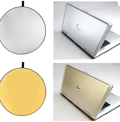 رفلکتور نورپردازی 2 در 1 تاشو گرد قابل حمل برای عکاسی پرتره و نورپردازی اشیاء (30 سانتیمتر طلایی + نقره ای)