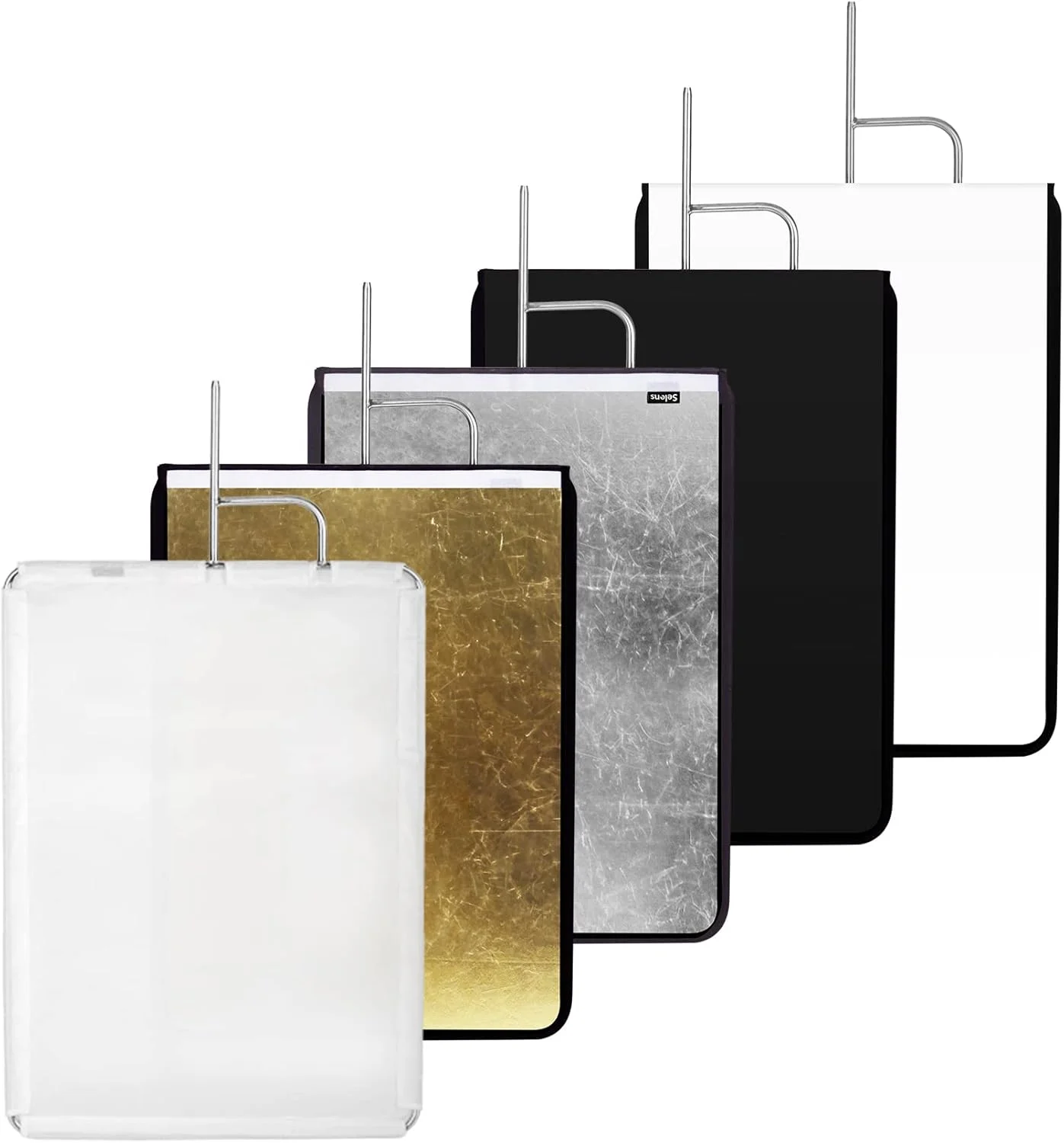 مجموعه پنل بازتابنده فلزی Selens با روکش پارچه ای سفید نرم، مشکی، نقره ای، طلایی و پخش کننده نور برای استودیو عکاسی، فیلمبرداری ویدئویی، عکاسی پرتره، 45x60 سانتی متر مجموعه پنل بازتابنده فلزی Selens با روکش پارچه ای سفید نرم، مشکی، نقره ای، طلایی و پخش کننده نور برای استودیو عکاسی، فیلمبرداری ویدئویی، عکاسی پرتره، 45x60 سانتی متر