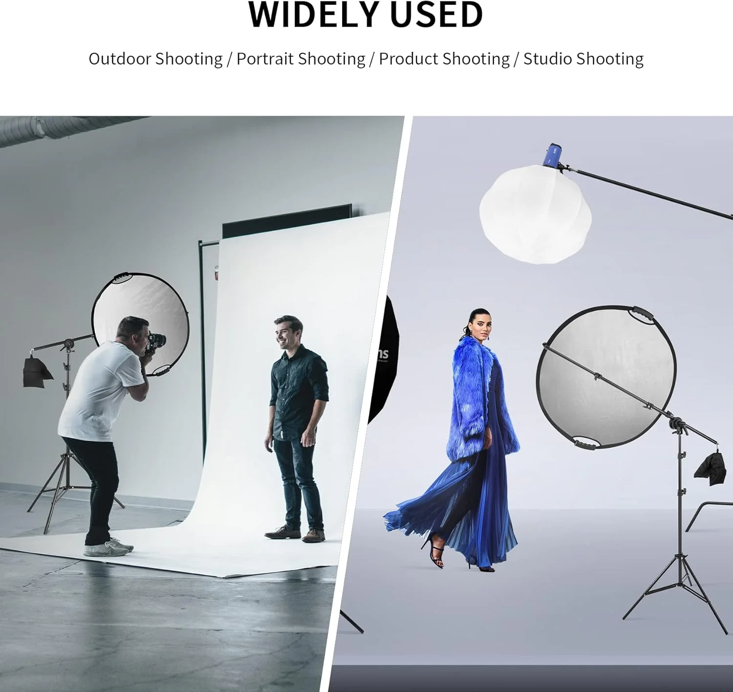 کیت پایه نگهدارنده رفلکتور عکاسی Selens، رفلکتورهای نوری تاشو 5 در 1 به قطر 80 سانتی متر به همراه پایه بازویی چرخشی و کیسه شن برای نورپردازی استودیوی عکس و فیلم
