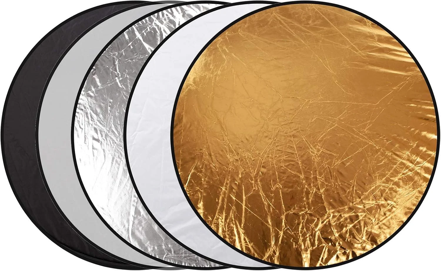 رفلکتور نور تاشو 5 در 1 قابل حمل PYXEL STUDIO 110cm، رفلکتور نور دیسکی چند منظوره گرد، شفاف، نقره ای، طلایی، سفید و مشکی رفلکتور نور تاشو 5 در 1 قابل حمل PYXEL STUDIO 110cm، رفلکتور نور دیسکی چند منظوره گرد، شفاف، نقره ای، طلایی، سفید و مشکی