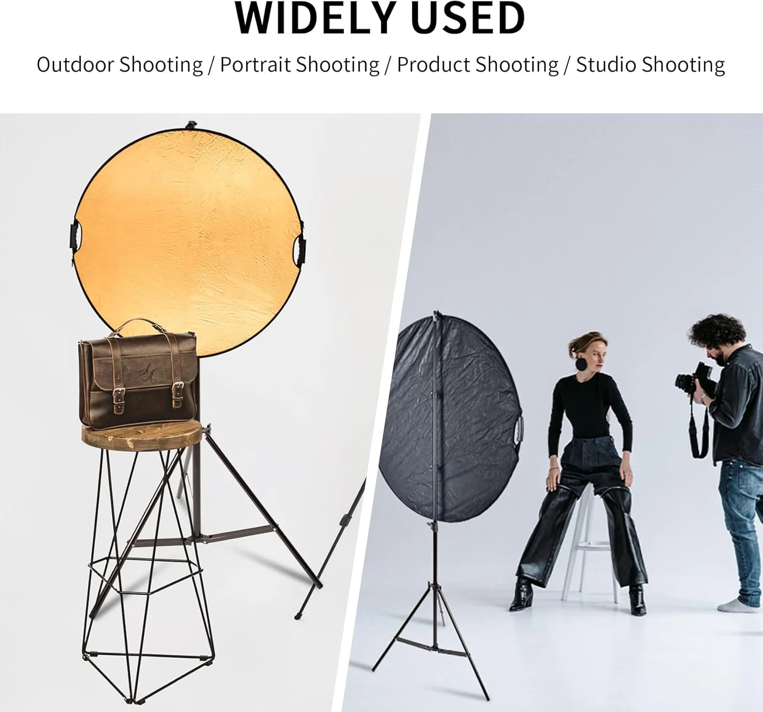 کیت پایه نگهدارنده رفلکتور گرد Selens برای عکاسی، رفلکتور نور تاشو 5 در 1 با قطر 81 سانتی متر به همراه پایه نور 2 متری، کیف حمل و گیره رفلکتور برای عکاسی پرتره در استودیو