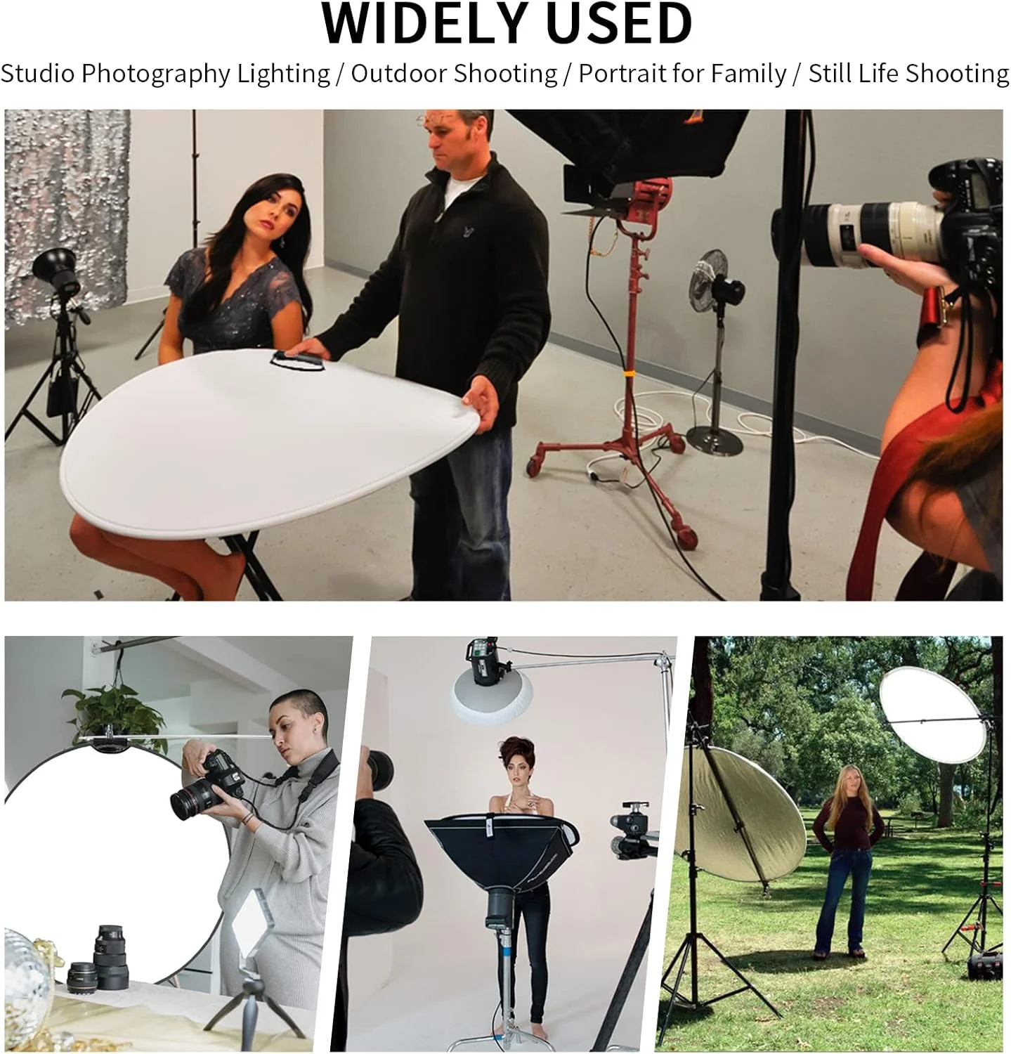 رفلکتور گرد 5 در 1 سلنز سایز 80 سانتی متر به همراه دسته، مناسب برای نورپردازی استودیویی و فضای باز