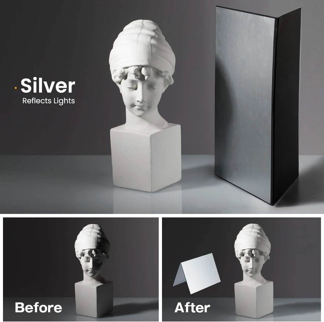 کارت مقوایی بازتابنده نور TARION 3 در 1، پخش کننده نور تاشو برای عکاسی از محصولات و عکاسی طبیعت بی جان (A3 (42x29.7 سانتی متر))